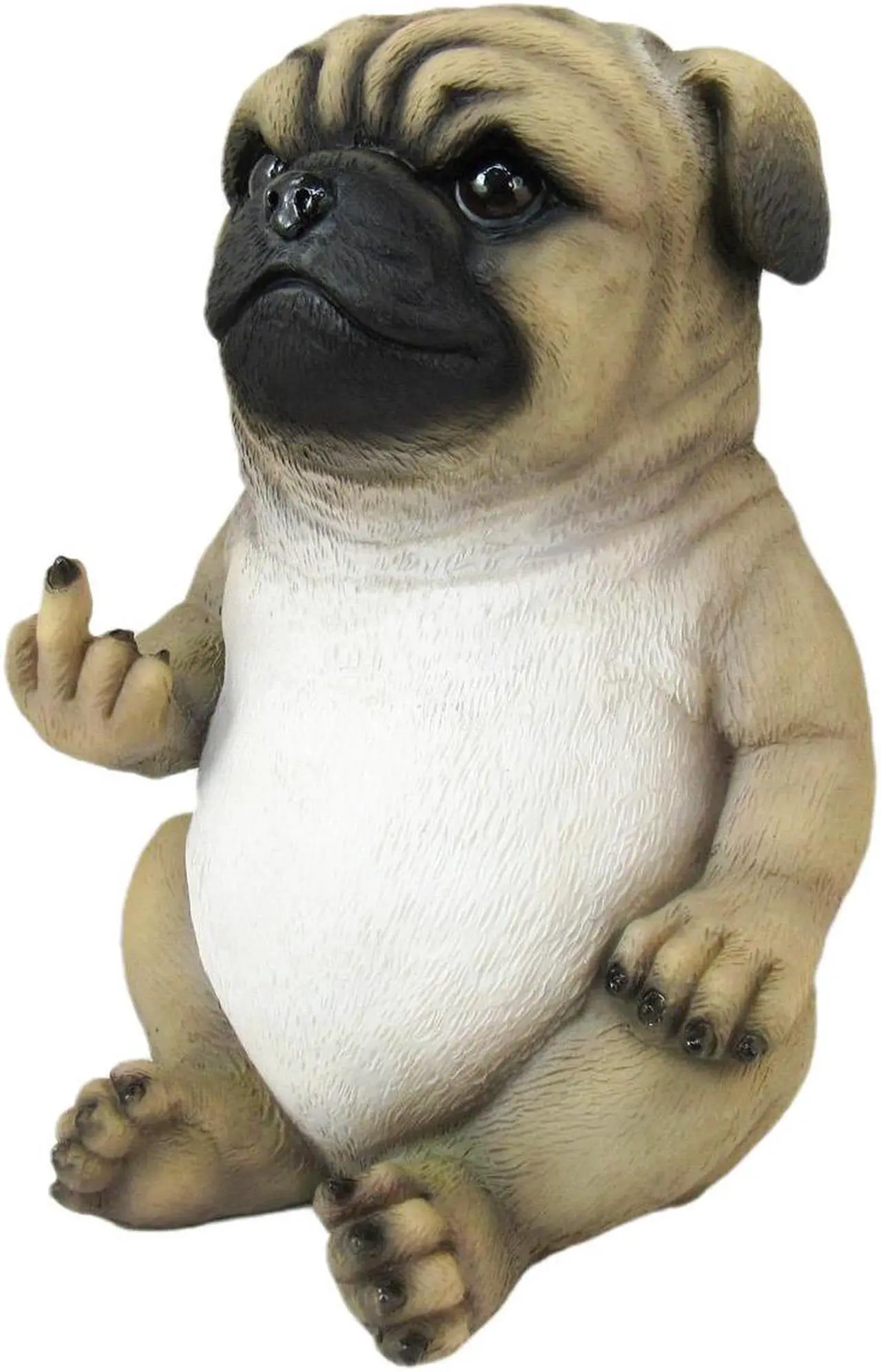 Main image of Pug Life Cheeky Middle Finger-Flipping Pug Dog Hand Painted Resin Statue - Adorable 6.75-Inch Decorative Figurine for Your Home, Office, and Garden Display