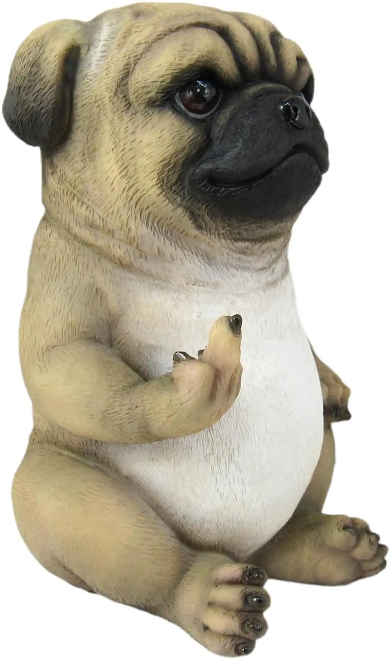 Alt view image 2 of 6 - Pug Life Cheeky Middle Finger-Flipping Pug Dog Hand Painted Resin Statue - Adorable 6.75-Inch Decorative Figurine for Your Home, Office, and Garden Display