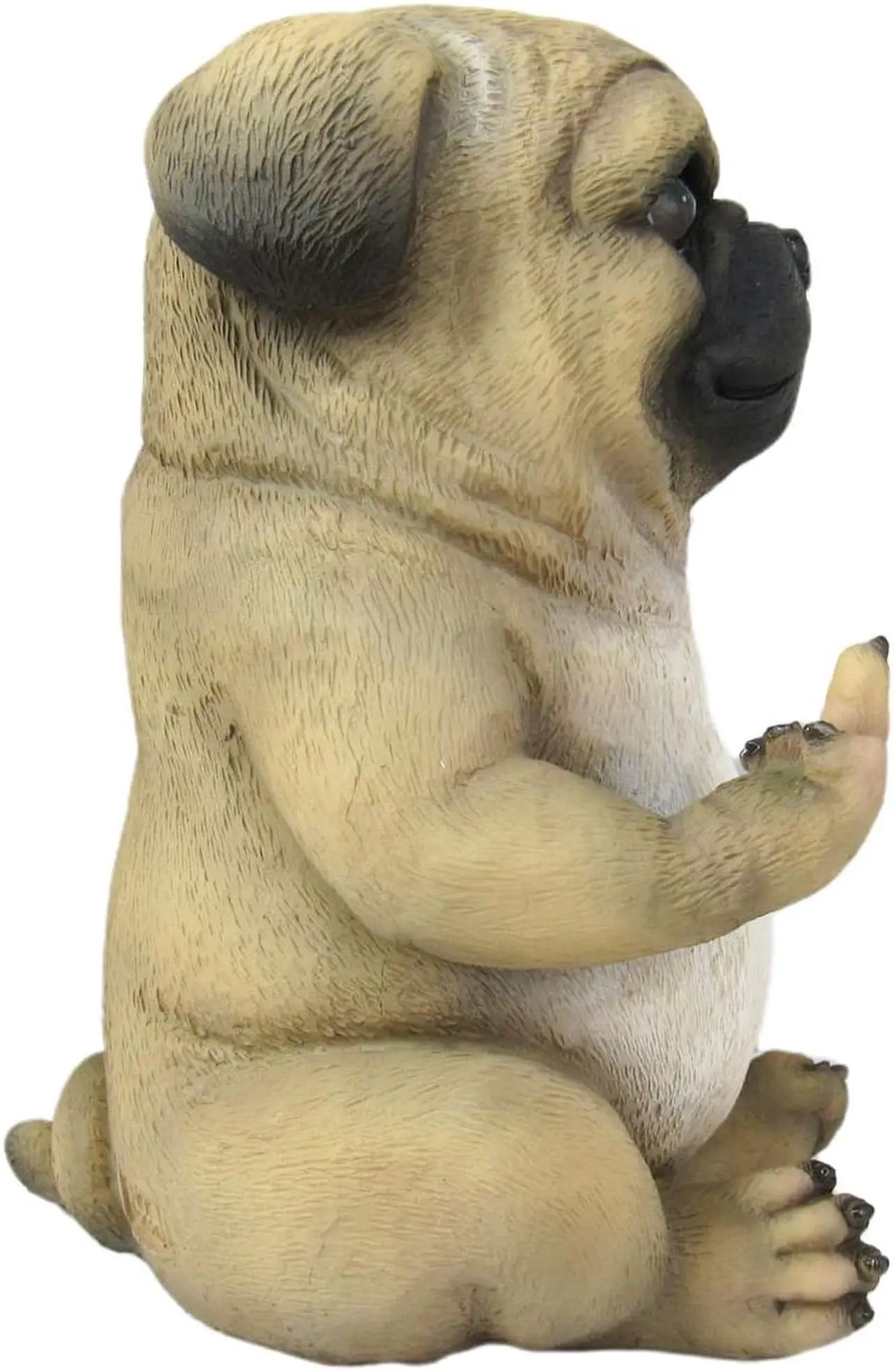 Alt view image 4 of 6 - Pug Life Cheeky Middle Finger-Flipping Pug Dog Hand Painted Resin Statue - Adorable 6.75-Inch Decorative Figurine for Your Home, Office, and Garden Display