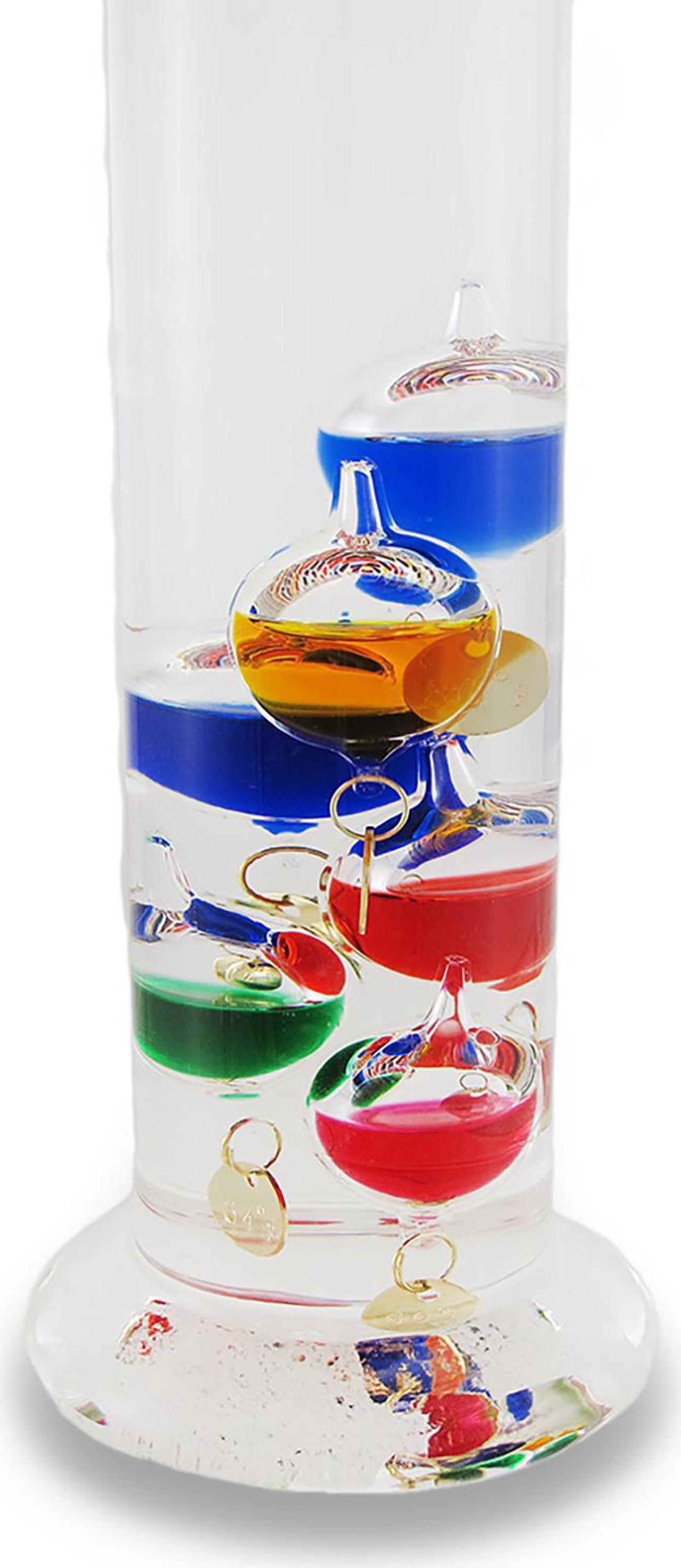 Alt view image 2 of 3 - Exquisite 22-Inch High Glass Galileo Thermometer: Featuring 11 Colored Liquid-Filled Bubbles for Precision Temperature Readings and Decorative Elegance in Home or Office
