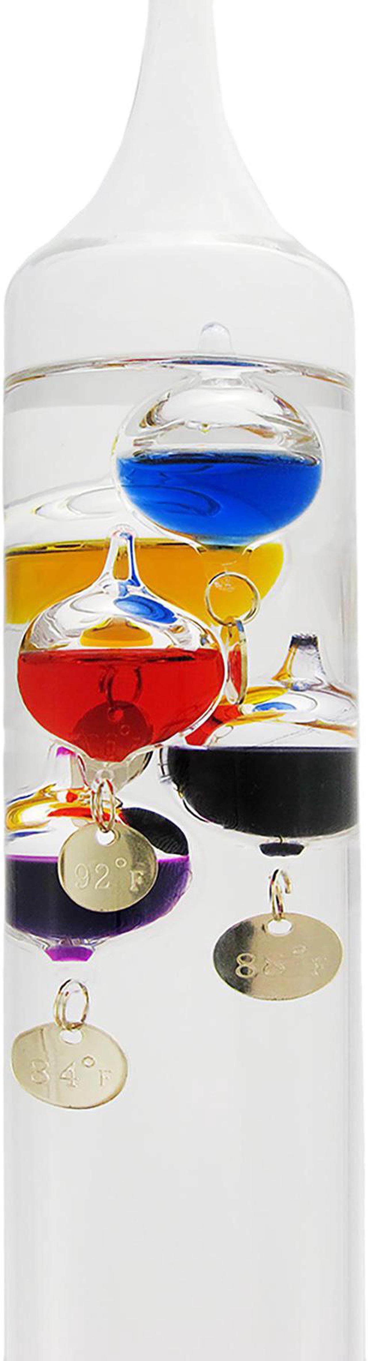 Alt view image 3 of 3 - Exquisite 22-Inch High Glass Galileo Thermometer: Featuring 11 Colored Liquid-Filled Bubbles for Precision Temperature Readings and Decorative Elegance in Home or Office