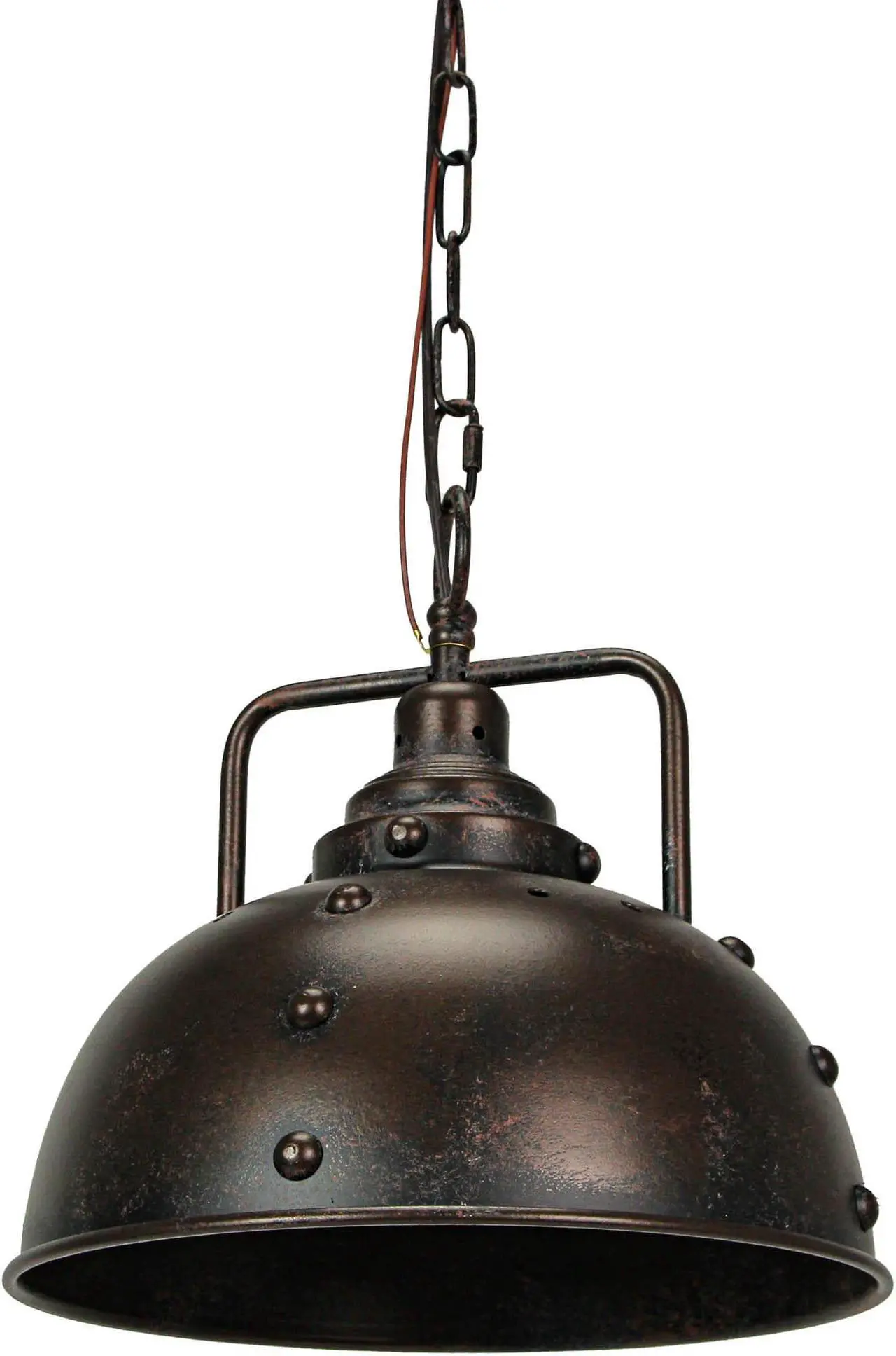 Alt view image 3 of 5 - Rustic Farmhouse Industrial Dome Pendant Light Fixture with 84-Inch Chain and Antique Metal Shade: Stylish Lighting for Kitchen Islands and Dining Areas