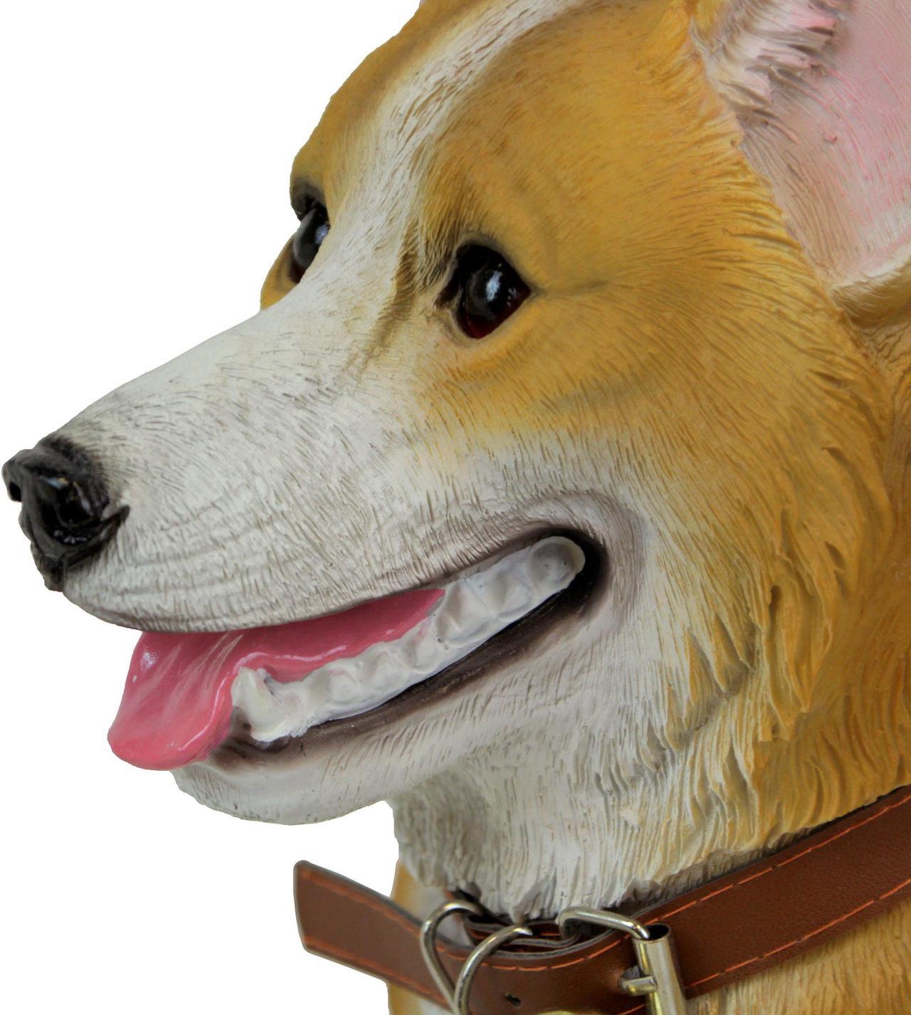 Alt view image 3 of 7 - Charming 11.5 Inch Realistic Welsh Corgi Dog Statue with Reversible Sign Perfect for Indoor and Outdoor Pet Decor - Ideal for Home, Garden, Porch, and Patio Accent