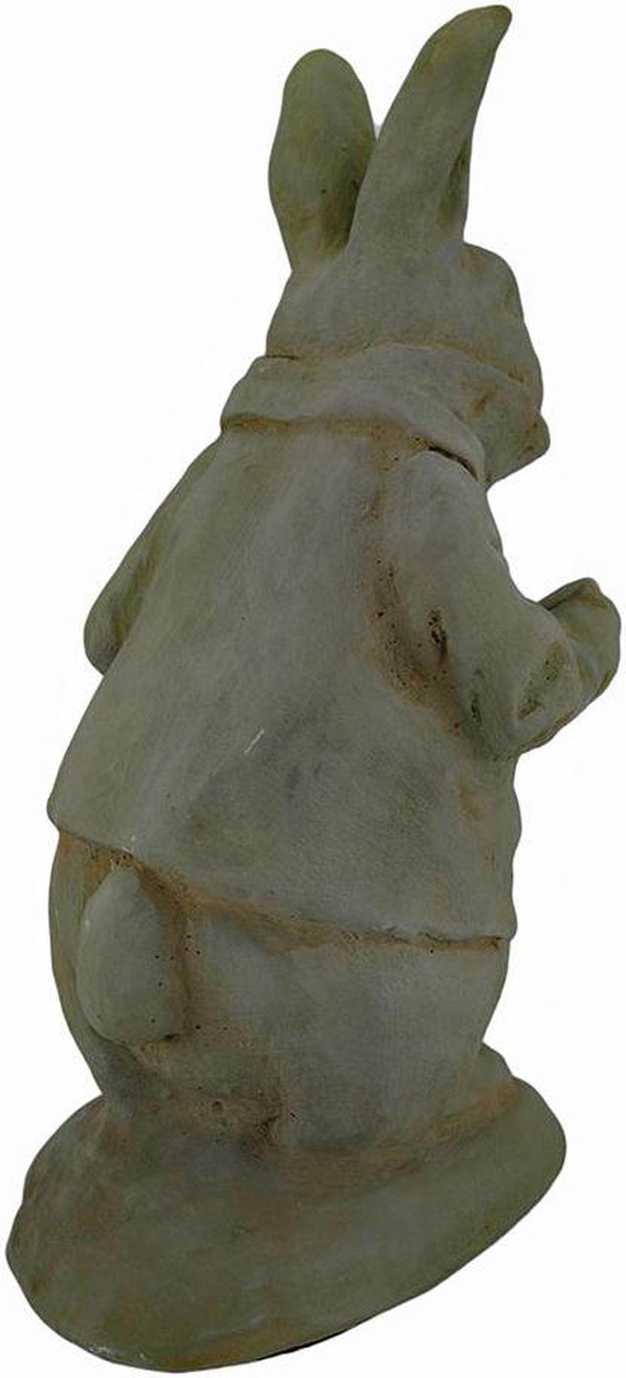 Alt view image 3 of 3 - Alice in Wonderland White Rabbit Verdigris Finish Statue 14 in-CEMENT