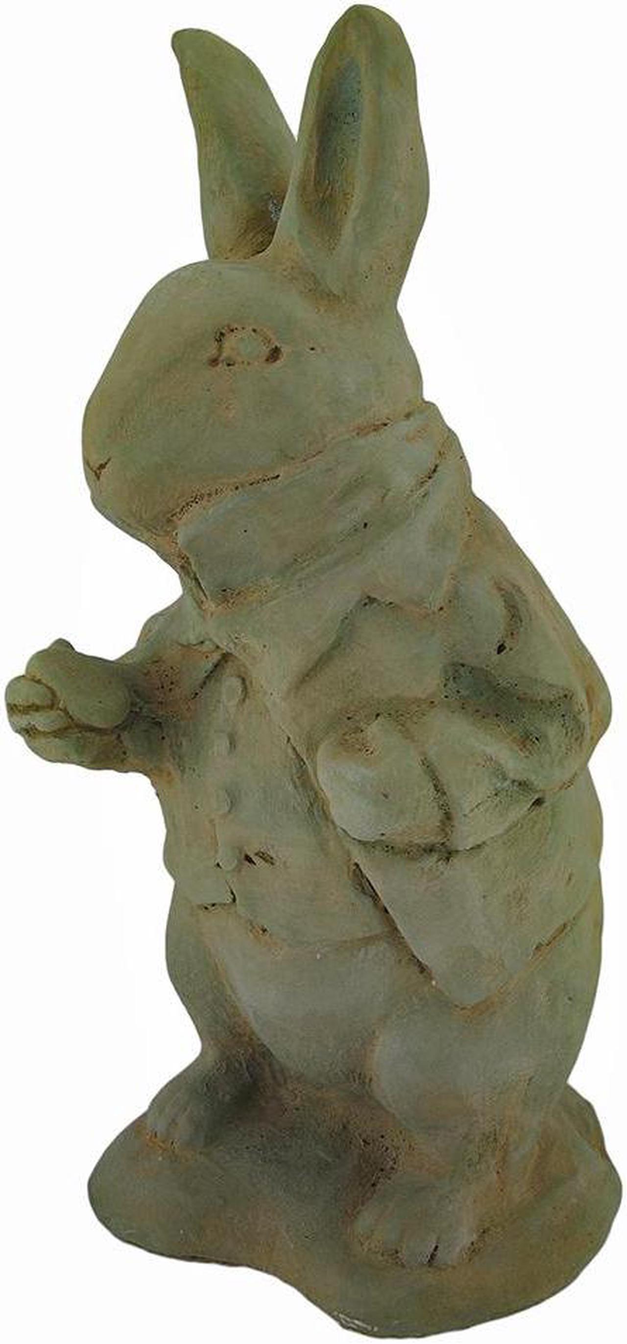 Alt view image 2 of 3 - Alice in Wonderland White Rabbit Verdigris Finish Statue 14 in-CEMENT