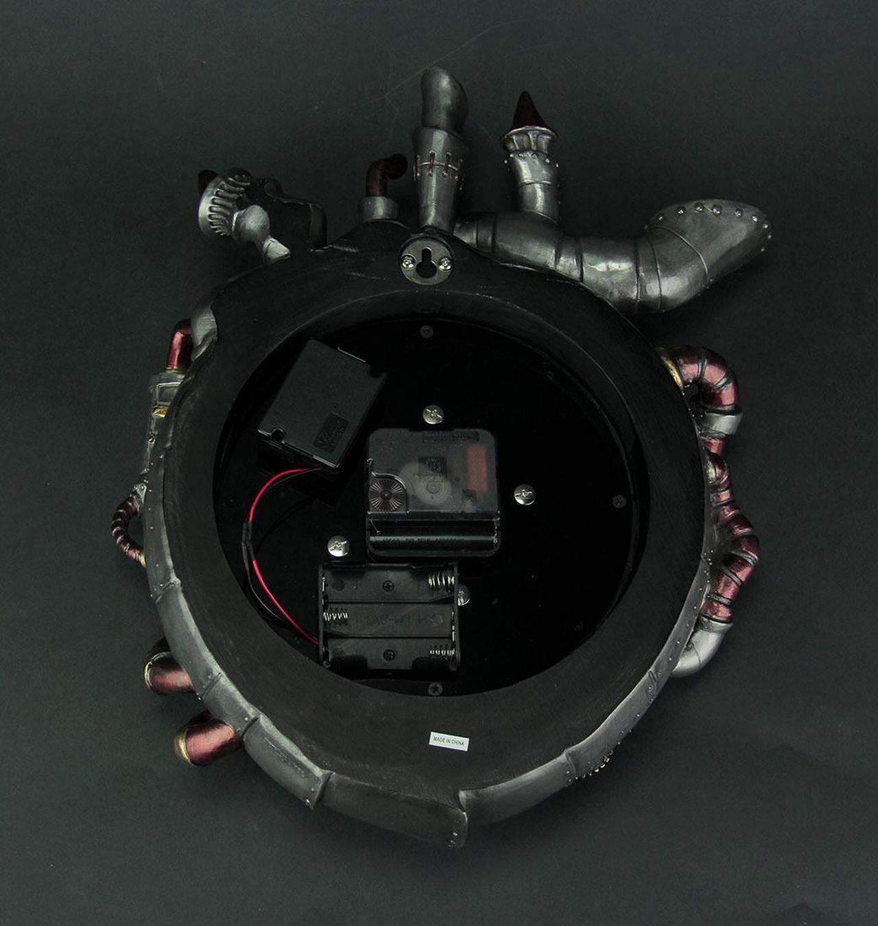 Alt view image 3 of 3 - Magnum Opus Steampunk Style Wall Clock With Moving Gears