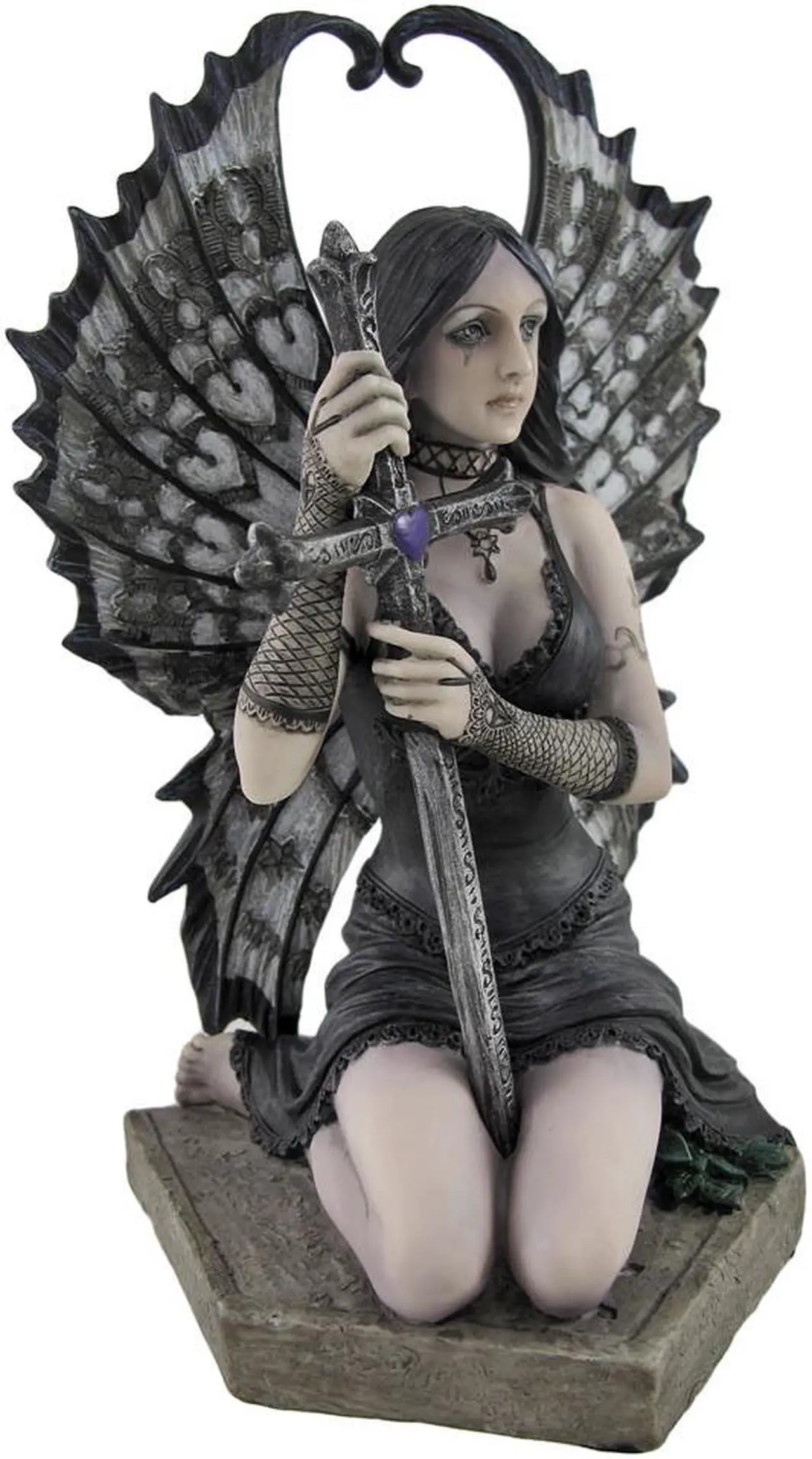 Alt view image 2 of 8 - Anne Stokes' 'Lost Love' Hand Painted 6.25-Inch Mourning Fairy Cast Resin Statue - Crafted in Exquisite Detail - Ideal for Gothic and Dark Art Enthusiasts