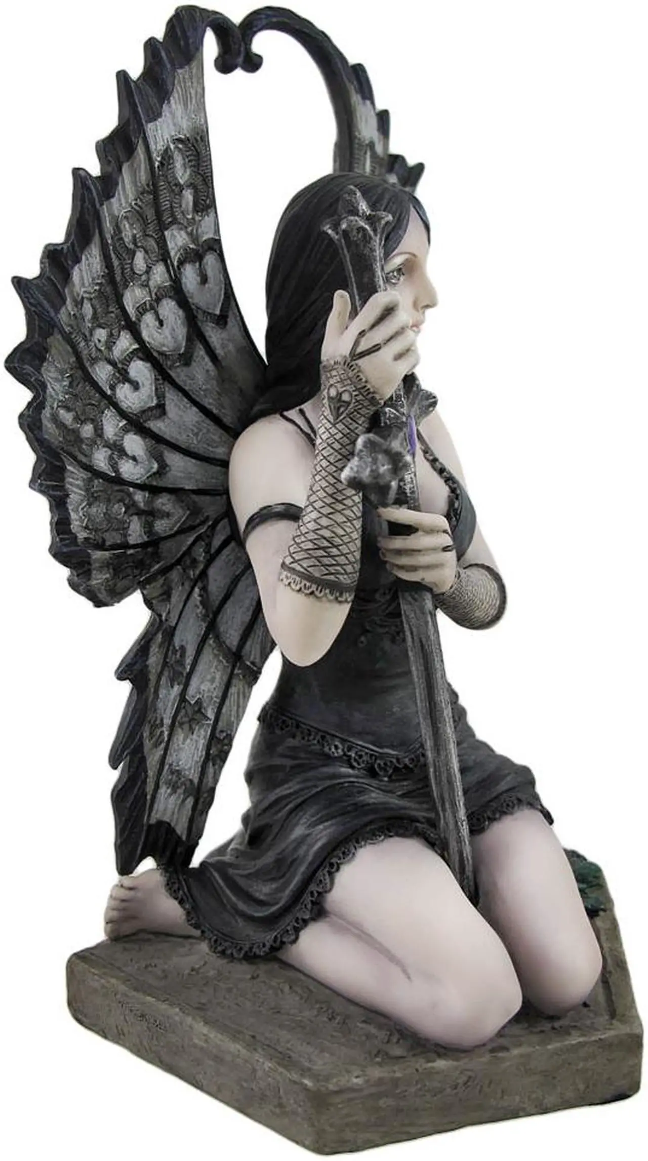 Alt view image 3 of 8 - Anne Stokes' 'Lost Love' Hand Painted 6.25-Inch Mourning Fairy Cast Resin Statue - Crafted in Exquisite Detail - Ideal for Gothic and Dark Art Enthusiasts