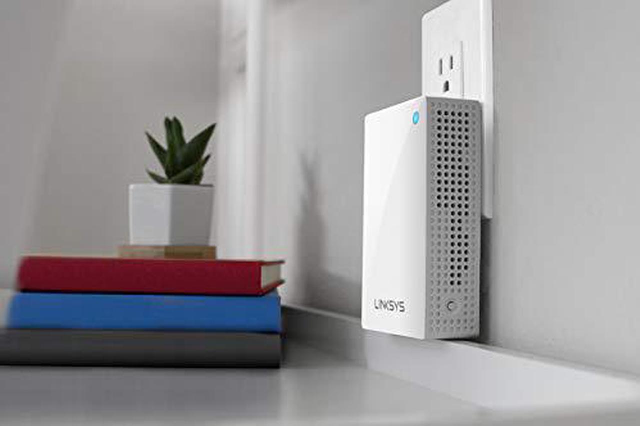 Alt view image 3 of 7 - Linksys WHW0101P Velop Mesh WiFi Extender: Wall Plug-in, Wireless Range and Speed Booster for Velop Mesh Wi-Fi System, Single Outlet (White)