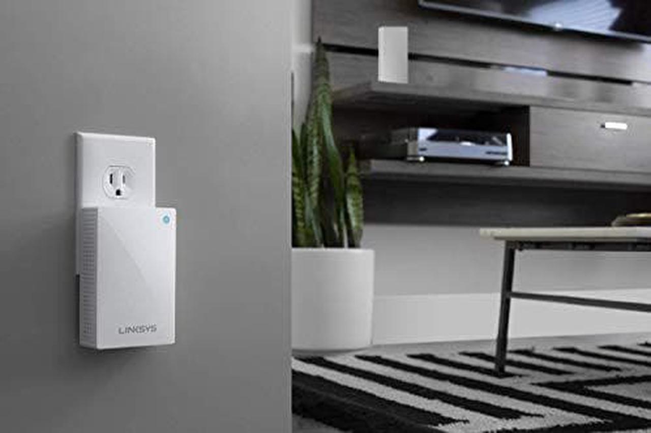Alt view image 5 of 7 - Linksys WHW0101P Velop Mesh WiFi Extender: Wall Plug-in, Wireless Range and Speed Booster for Velop Mesh Wi-Fi System, Single Outlet (White)