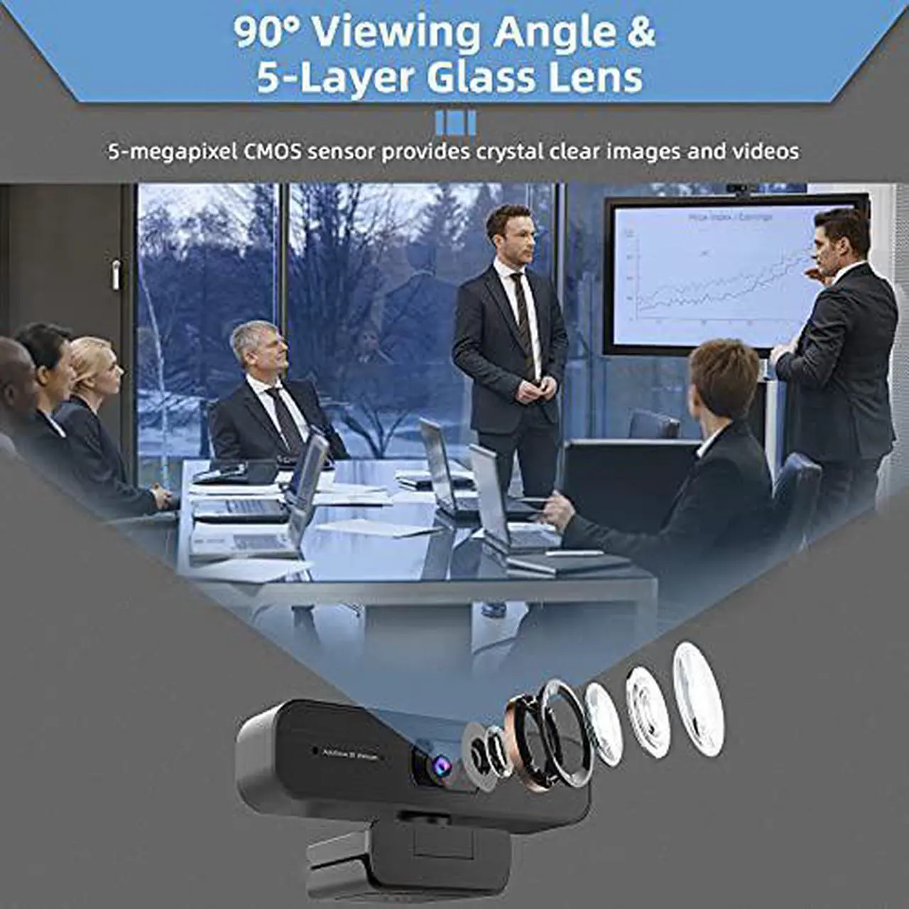 Alt view image 2 of 7 - Zoom Certified, NexiGo N940P 2K Zoomable Webcam with Remote and Software Controls | Sony Starvis Sensor | 1080P@ 60FPS | 3X Zoom in | Dual Stereo Microphone, for Zoom/Skype/Teams/Webex (Black)