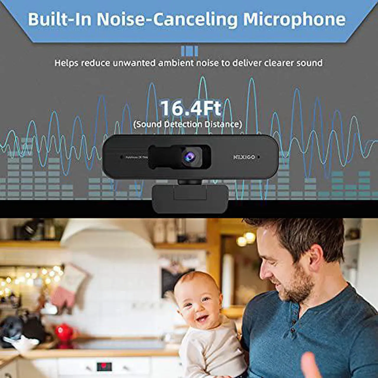Alt view image 4 of 7 - Zoom Certified, NexiGo N940P 2K Zoomable Webcam with Remote and Software Controls | Sony Starvis Sensor | 1080P@ 60FPS | 3X Zoom in | Dual Stereo Microphone, for Zoom/Skype/Teams/Webex (Black)
