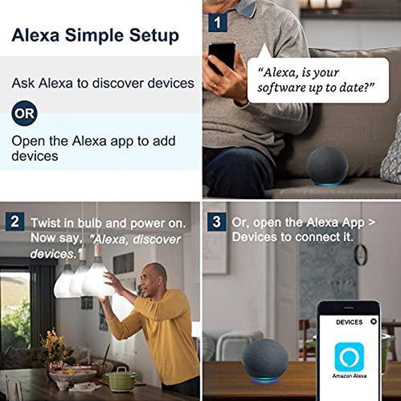 Alt view image 2 of 7 - Sengled Alexa Light Bulbs 100W Equivalent, Smart Light Bulbs 1500LM Bluetooth Mesh, Smart Bulbs That Work with Alexa Only, A19 5000K Dimmable LED Bulb 100W, High Brightness, No Hub Required, 4 Pack