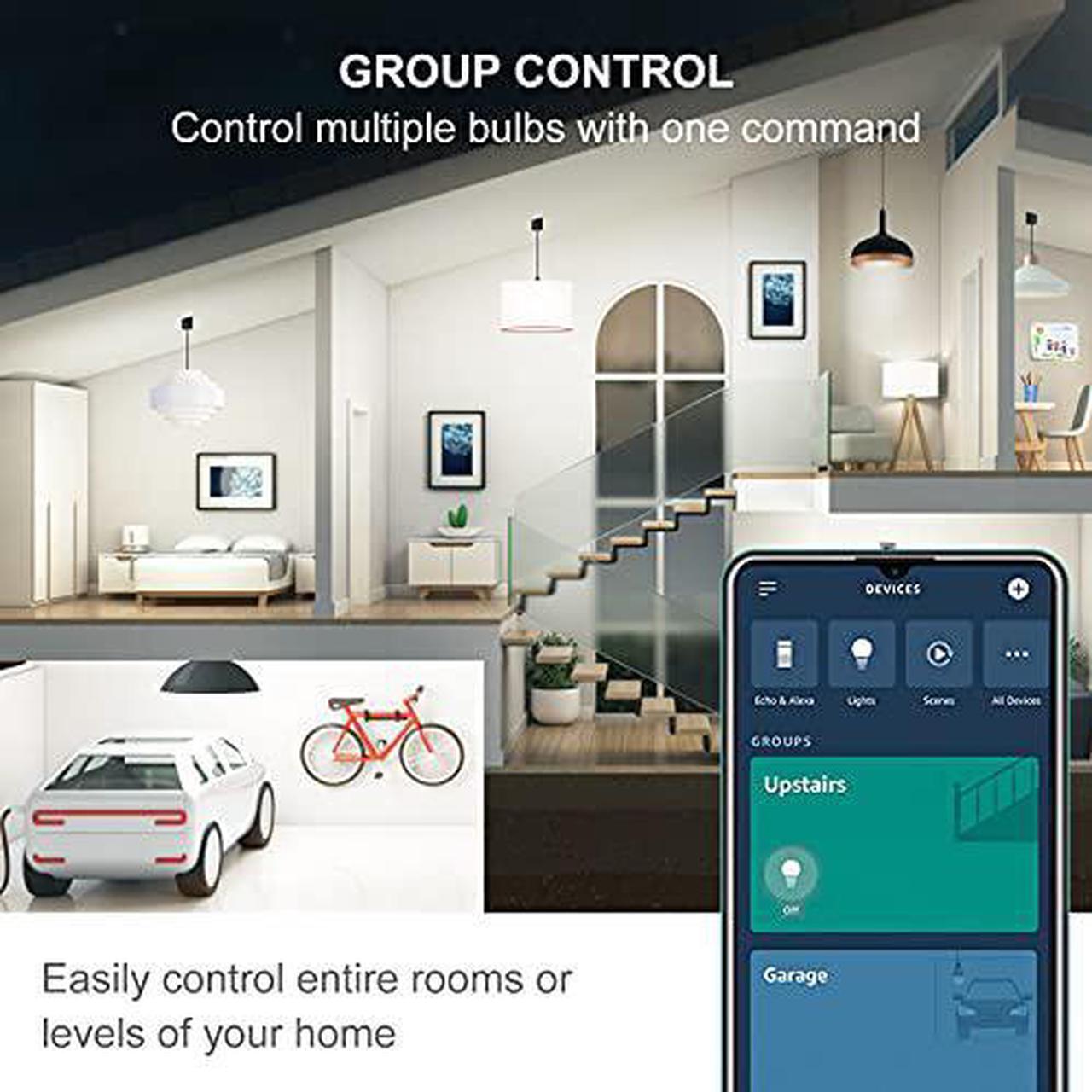 Alt view image 6 of 7 - Sengled Alexa Light Bulbs 100W Equivalent, Smart Light Bulbs 1500LM Bluetooth Mesh, Smart Bulbs That Work with Alexa Only, A19 5000K Dimmable LED Bulb 100W, High Brightness, No Hub Required, 4 Pack