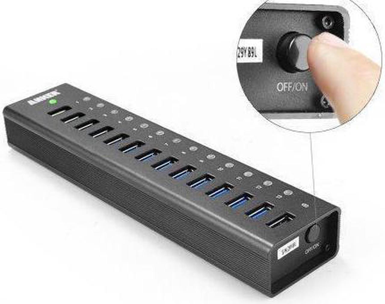 Alt view image 4 of 7 - Anker 14-Port USB 3.0 Aluminum Data Hub with 13 Data Transfer Ports, Power IQ Charging Port and 60W Power Adapter for iPhone 7/ 6s Plus, iPad Air 2, Galaxy S Series, Note Series, Mac, PC and More
