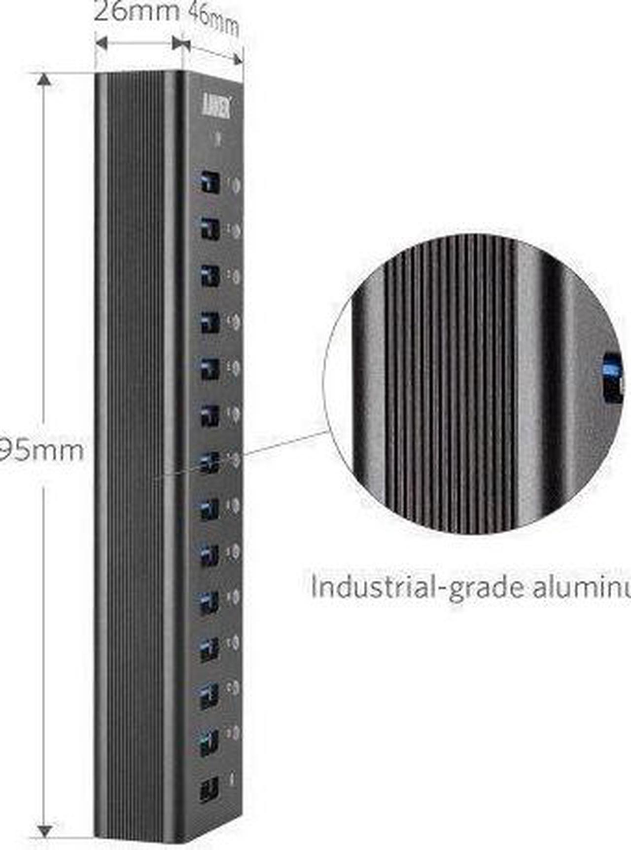 Alt view image 2 of 7 - Anker 14-Port USB 3.0 Aluminum Data Hub with 13 Data Transfer Ports, Power IQ Charging Port and 60W Power Adapter for iPhone 7/ 6s Plus, iPad Air 2, Galaxy S Series, Note Series, Mac, PC and More