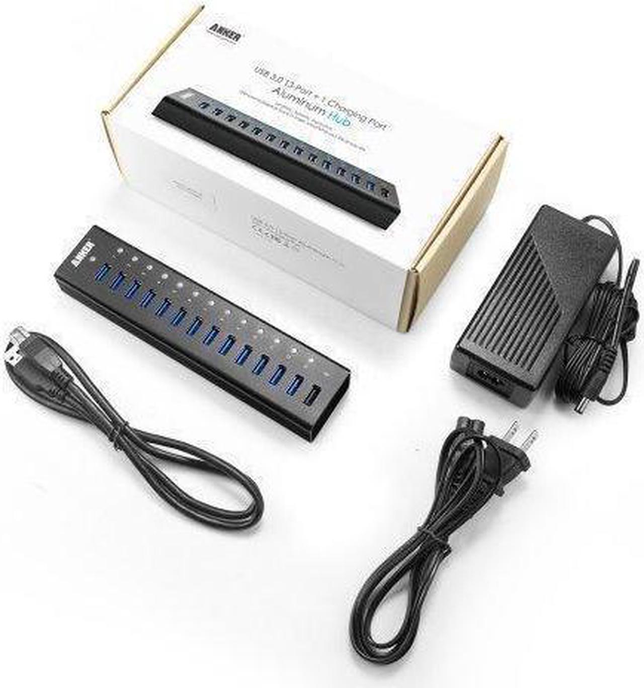 Alt view image 7 of 7 - Anker 14-Port USB 3.0 Aluminum Data Hub with 13 Data Transfer Ports, Power IQ Charging Port and 60W Power Adapter for iPhone 7/ 6s Plus, iPad Air 2, Galaxy S Series, Note Series, Mac, PC and More