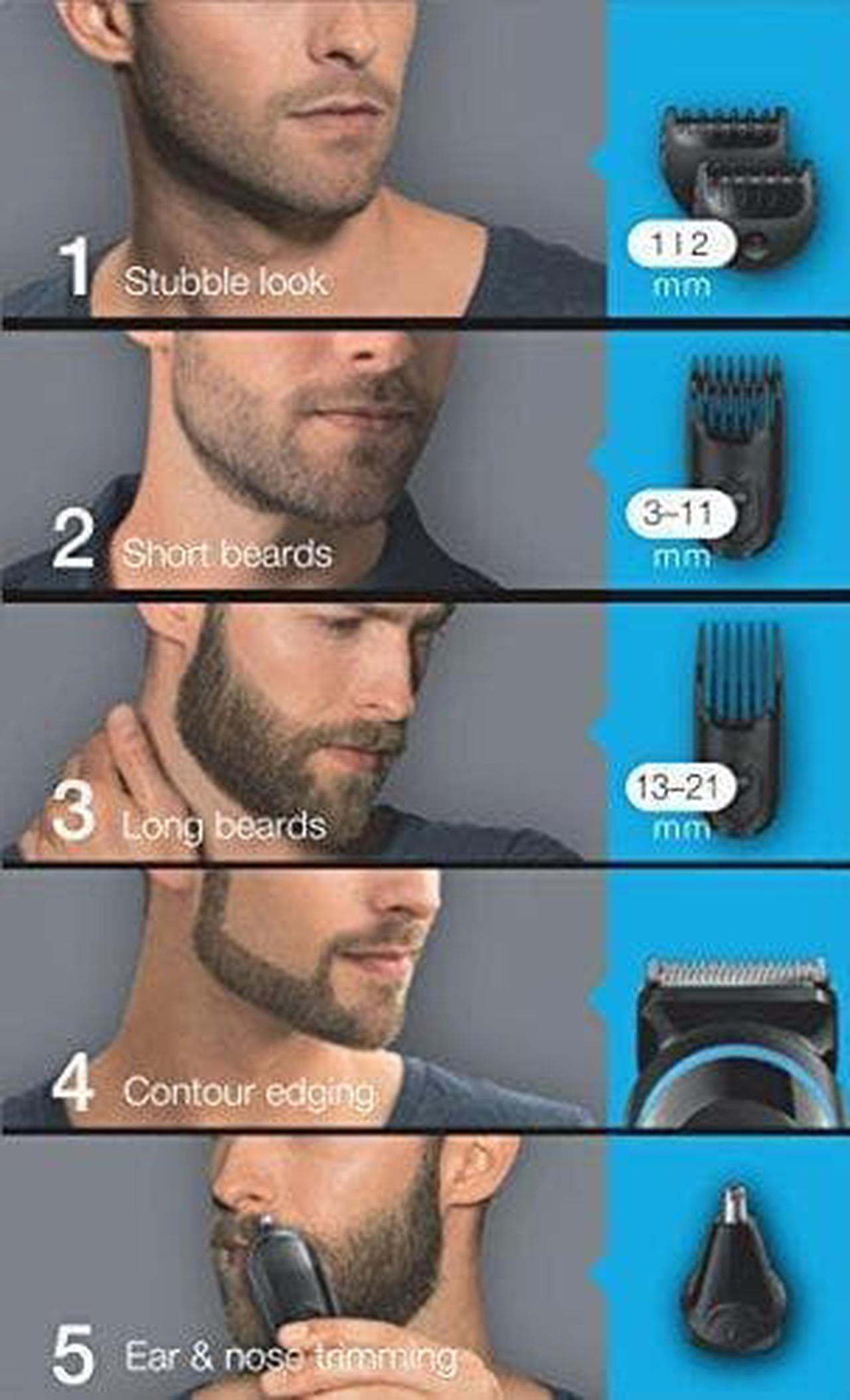 Alt view image 2 of 6 - Braun MGK3020 Men's Beard Trimmer for Hair / Head Trimming, Grooming Kit with 4 Combs, 13 Length Settings for Ultimate Precision