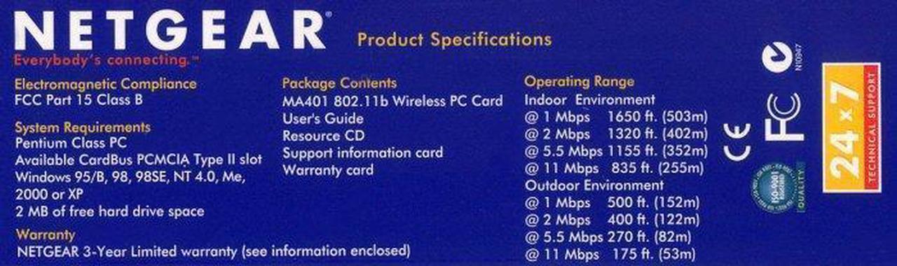 Alt view image 2 of 7 - Netgear MA401 802.11b Wireless PC Card