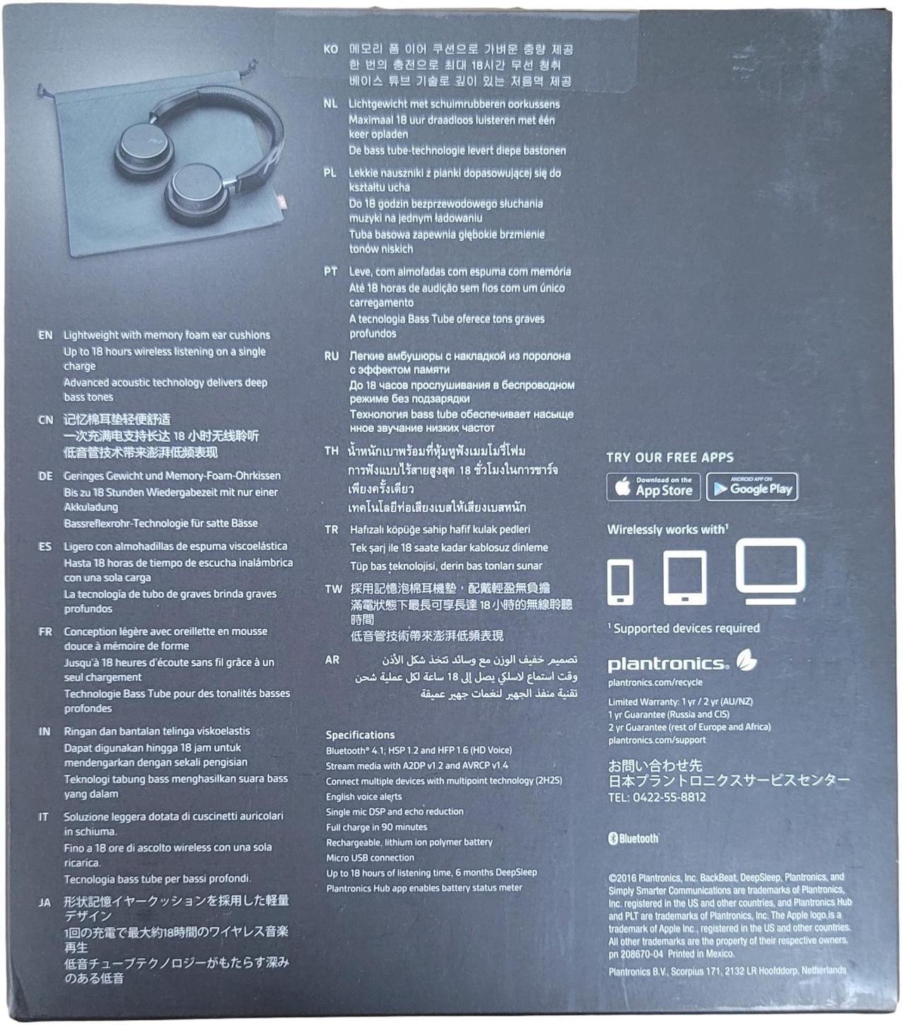 Alt view image 4 of 4 - Plantronics - BackBeat FIT 505 Wireless On-Ear Headphones - Black