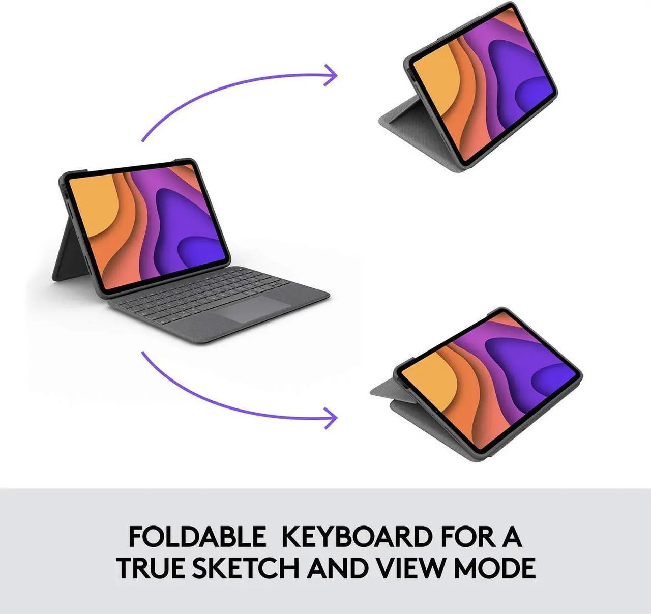 Alt view image 2 of 7 - Logitech Folio Touch iPad Keyboard Case with Trackpad and Smart Connector for iPad Air (4th Generation) - Graphite (920-009952)