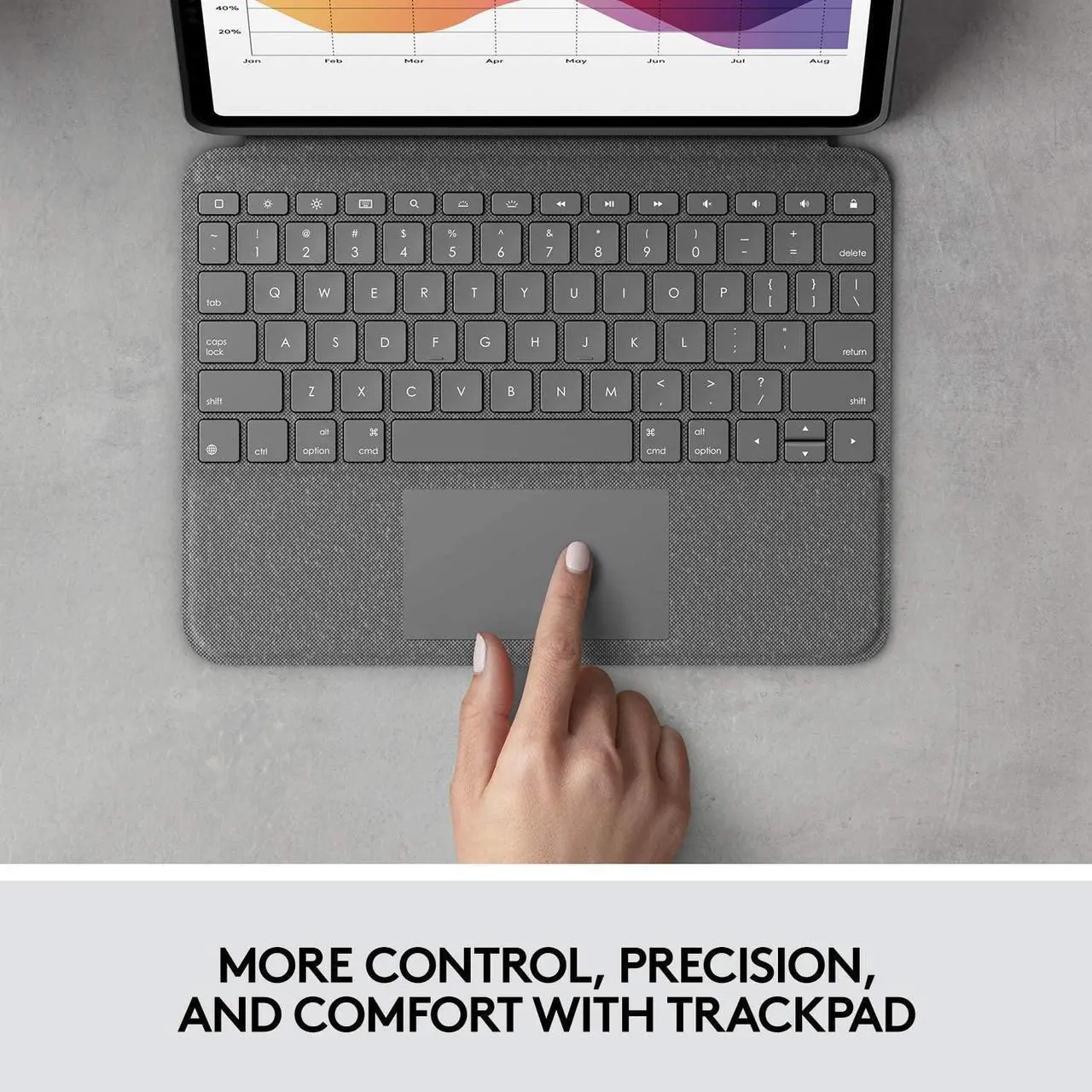 Alt view image 7 of 7 - Logitech Folio Touch iPad Keyboard Case with Trackpad and Smart Connector for iPad Air (4th Generation) - Graphite (920-009952)