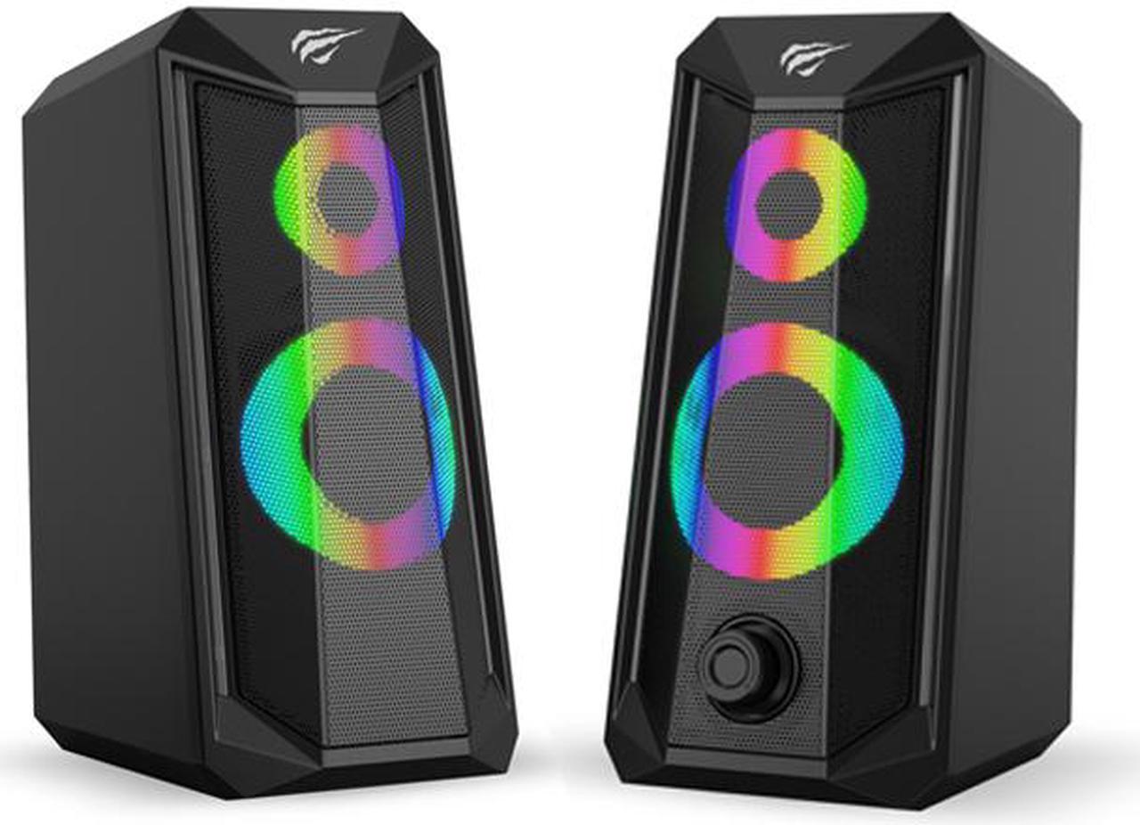 Havit 2.0 Channel 3.5mm Plug + USB Powered Dynamic RGB lights Stereo electronic sports speaker For Gamers_Black