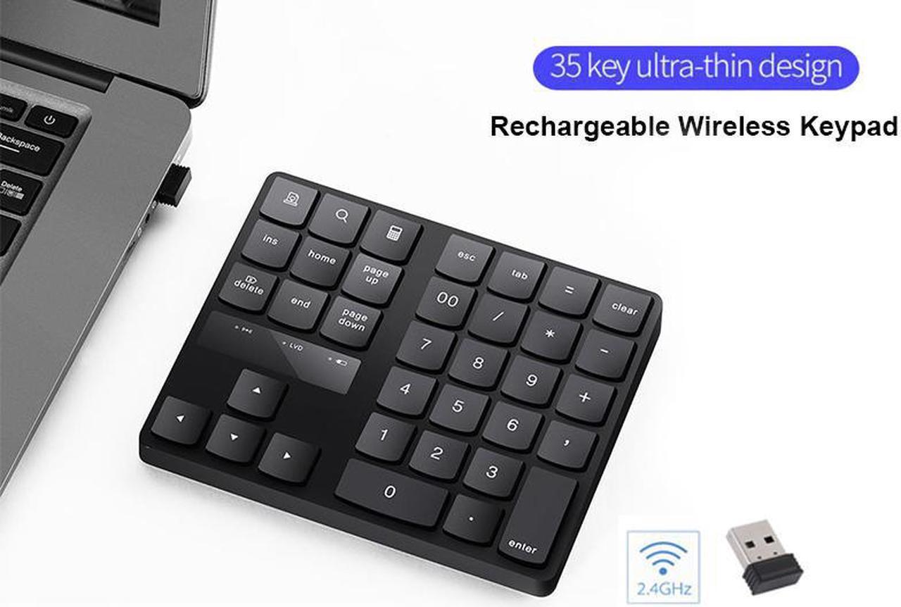 Speedex 35 Keys 2.4Ghz Wireless Rechargeable battery Numeric Keypad Keyboard_Black