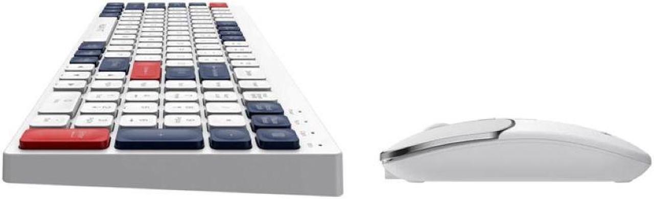 Havit KB830WB Dual-Mode Wireless 2.4Ghz + Bluetooth V5.1 keyboard and Mouse Combo Set_White