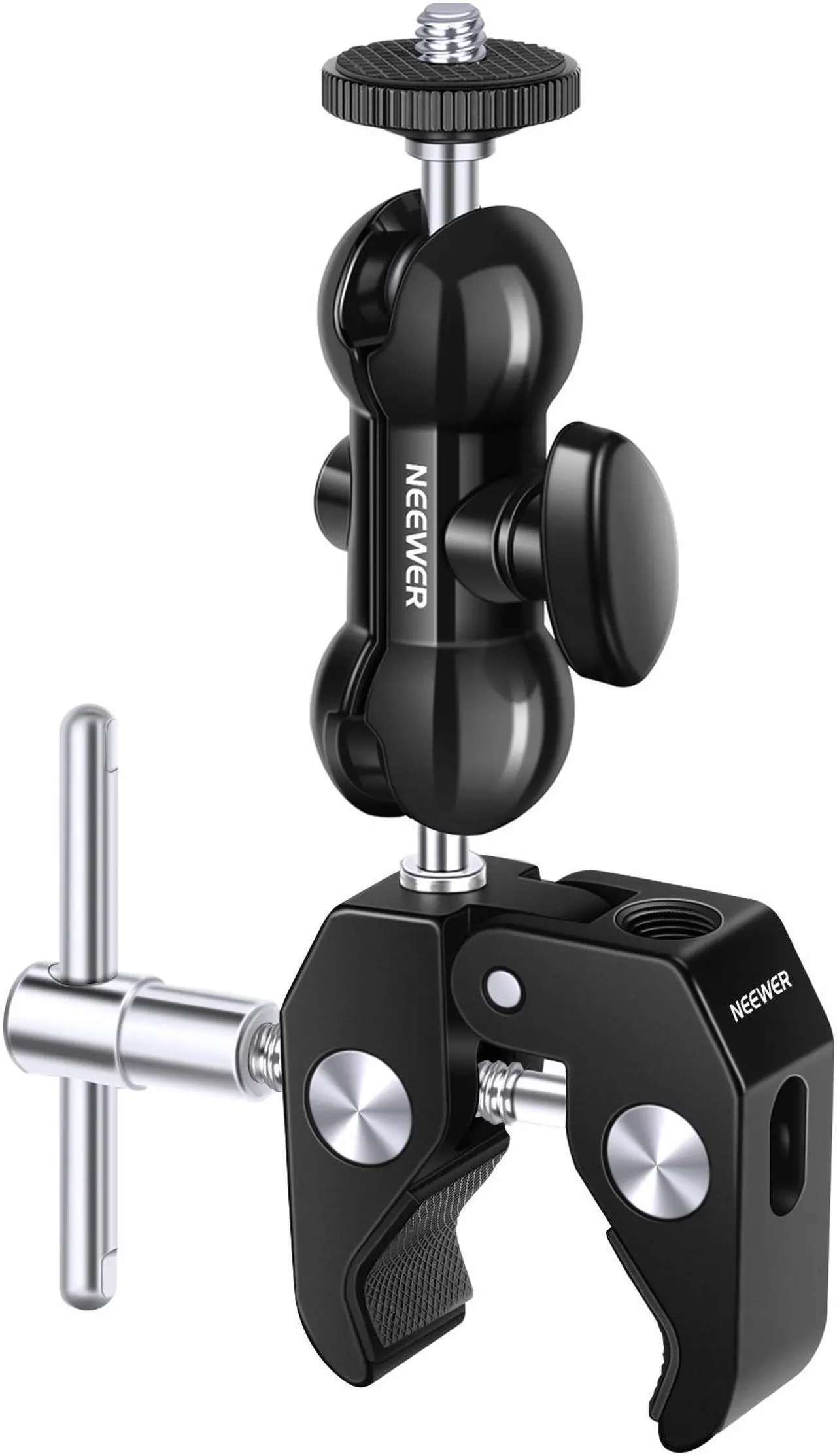 Main image of Neewer Super Clamp with Double Ball Head Mount, Multi-Function Double Ballhead with Bottom Clamp for LCD Field Monitor, Flash, Microphone, LED Light, Light Stand, Load up to 3.3lb/1.5kg — ST10