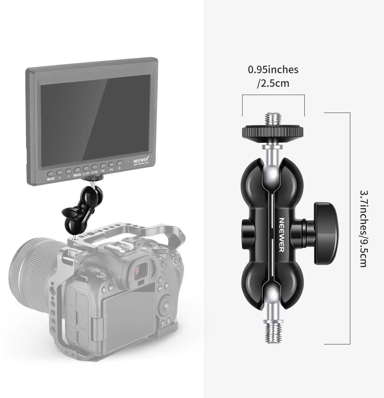 Alt view image 7 of 7 - Neewer Super Clamp with Double Ball Head Mount, Multi-Function Double Ballhead with Bottom Clamp for LCD Field Monitor, Flash, Microphone, LED Light, Light Stand, Load up to 3.3lb/1.5kg — ST10