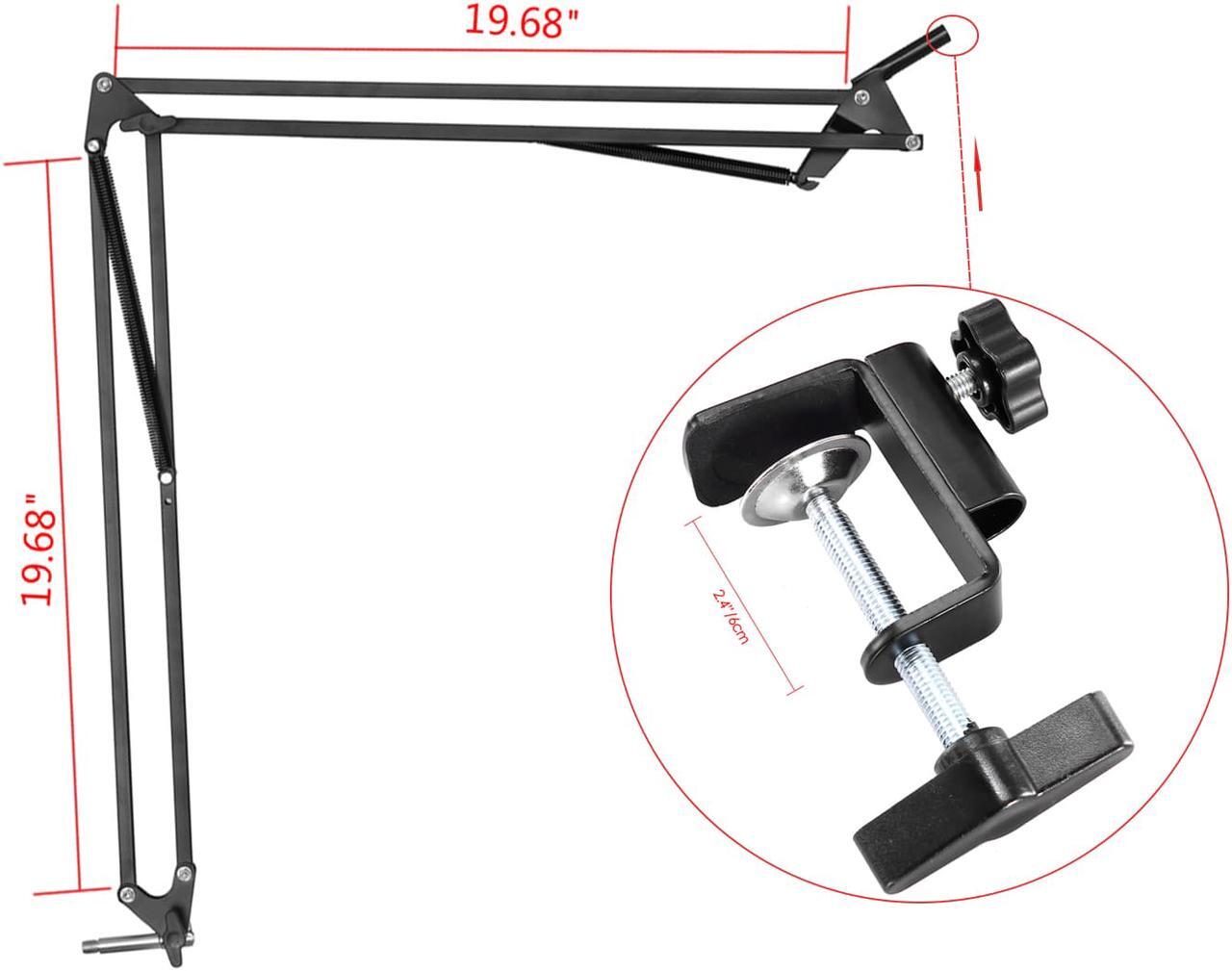 Alt view image 3 of 7 - Neewer® NB-39 Adjustable 43.3"/110cm Studio Recording Microphone Suspension Boom Scissor Arm Stand with Microphone Clip & Table Mounting Clamp