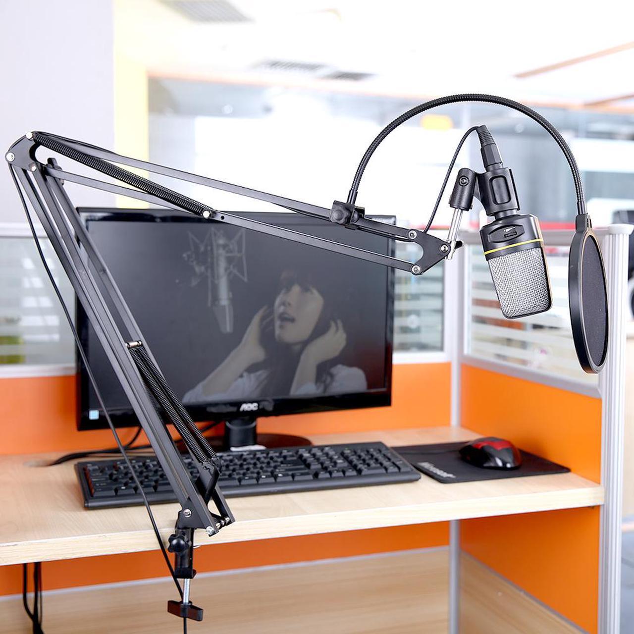Alt view image 7 of 7 - Neewer® NB-39 Adjustable 43.3"/110cm Studio Recording Microphone Suspension Boom Scissor Arm Stand with Microphone Clip & Table Mounting Clamp