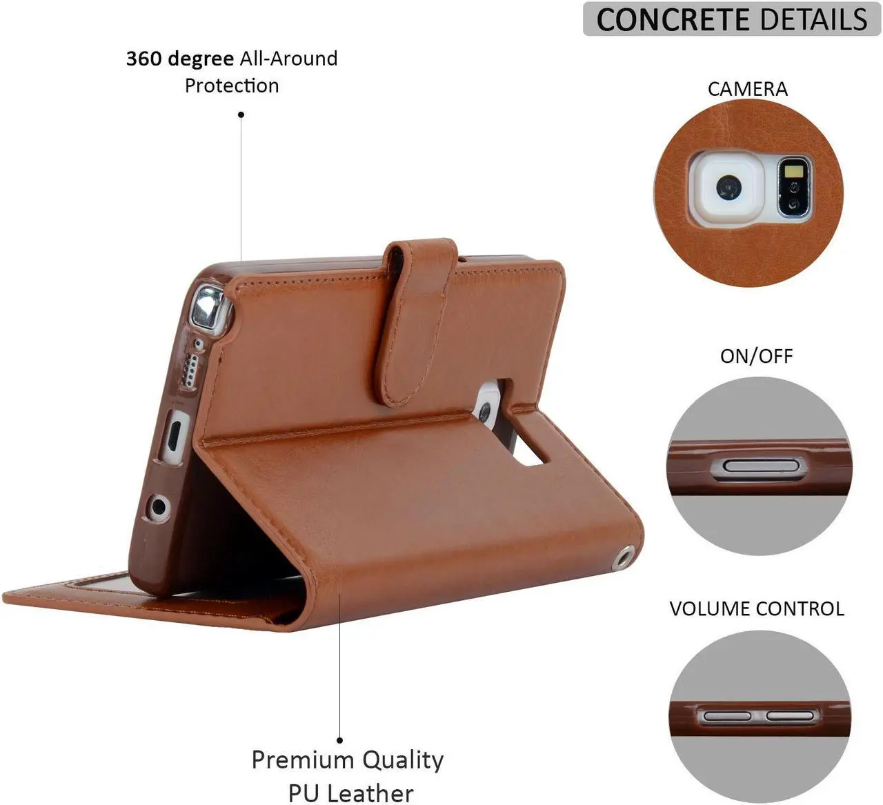 Alt view image 3 of 4 - Samsung Galaxy Note 5 Case NAVOR®  Wallet Case Card Slots, Money Pocket - Brown