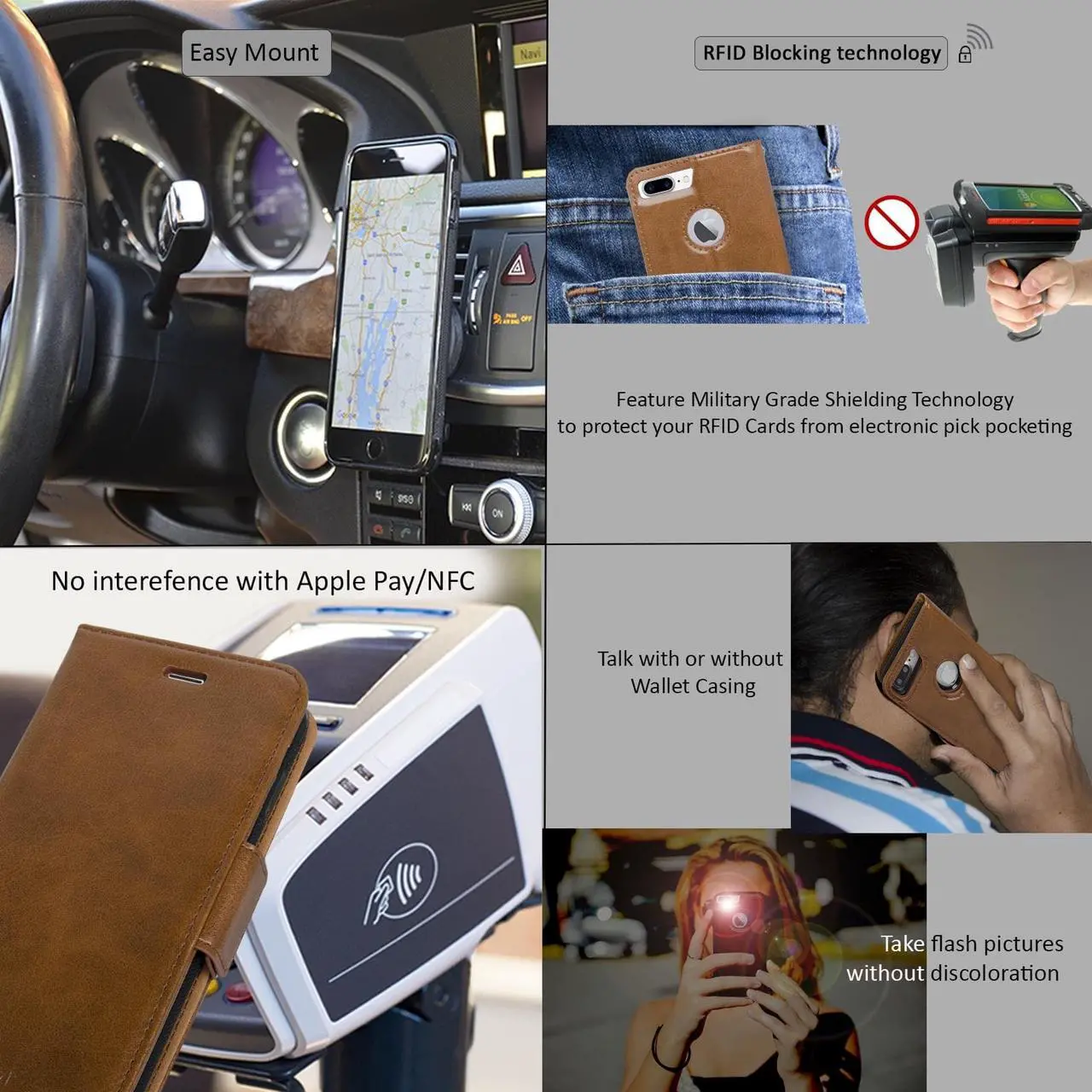 Alt view image 7 of 8 - Navor  Car Mount and iPhone 7 Plus Detachable Magnetic Housing Wallet Case [RFID Protection] [Apple Logo Hole] [Vajio Se