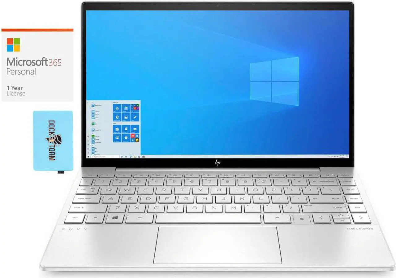 Main image of HP ENVY 13 13.3" Full HD (1920x1080) Laptop (Intel i5-1135G7 4-Core, Intel Iris Xe, 8GB RAM, 2TB m.2 SATA SSD, Webcam, Wifi, Bluetooth, Backlit KB, Win 10 Home) with Microsoft 365 Personal , Hub