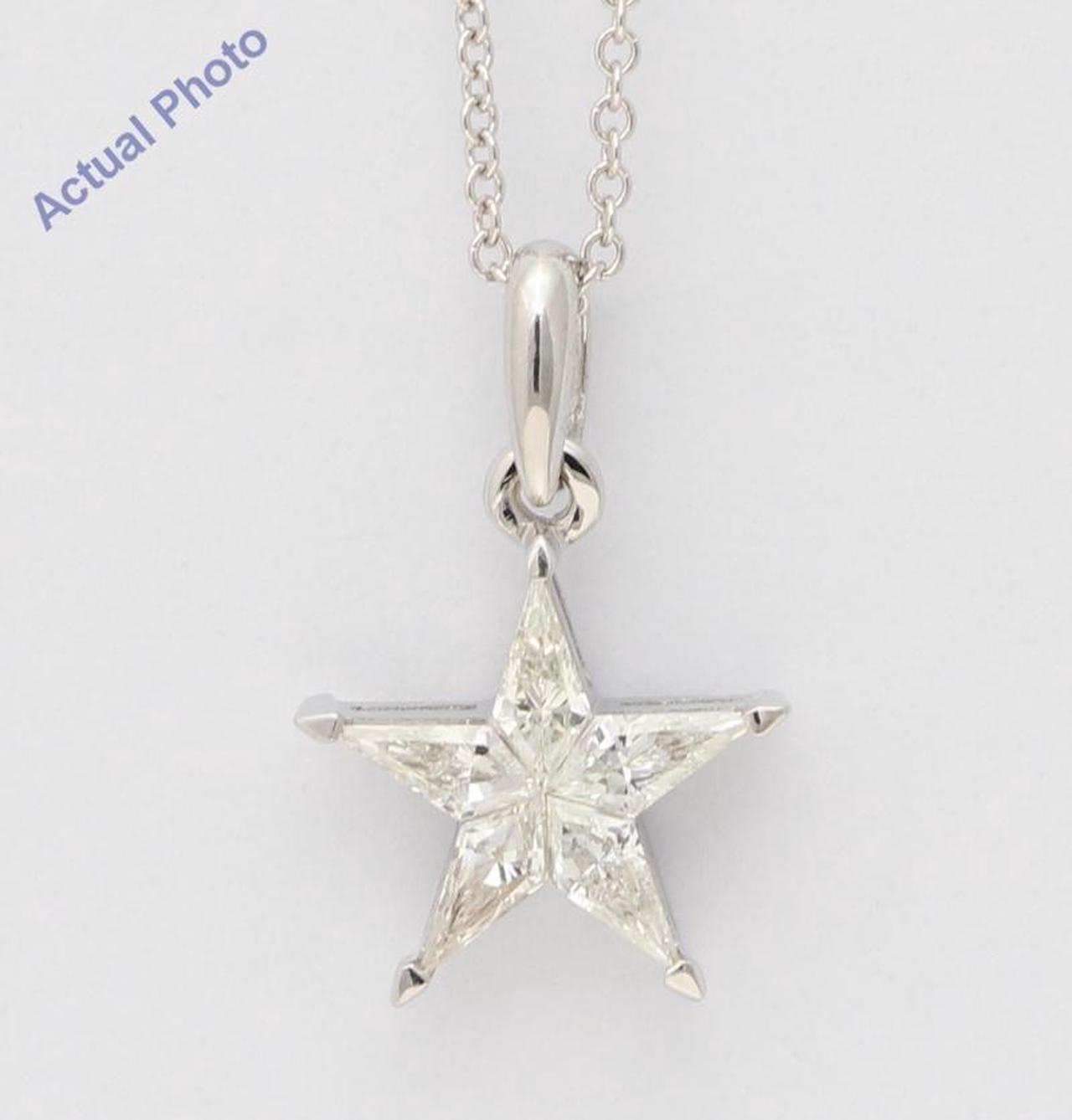 18k White Gold Kite Diamond Setting Multi-Stone Set Pentagram Star Necklace (0.44 Ct,E Color,VS Clarity)