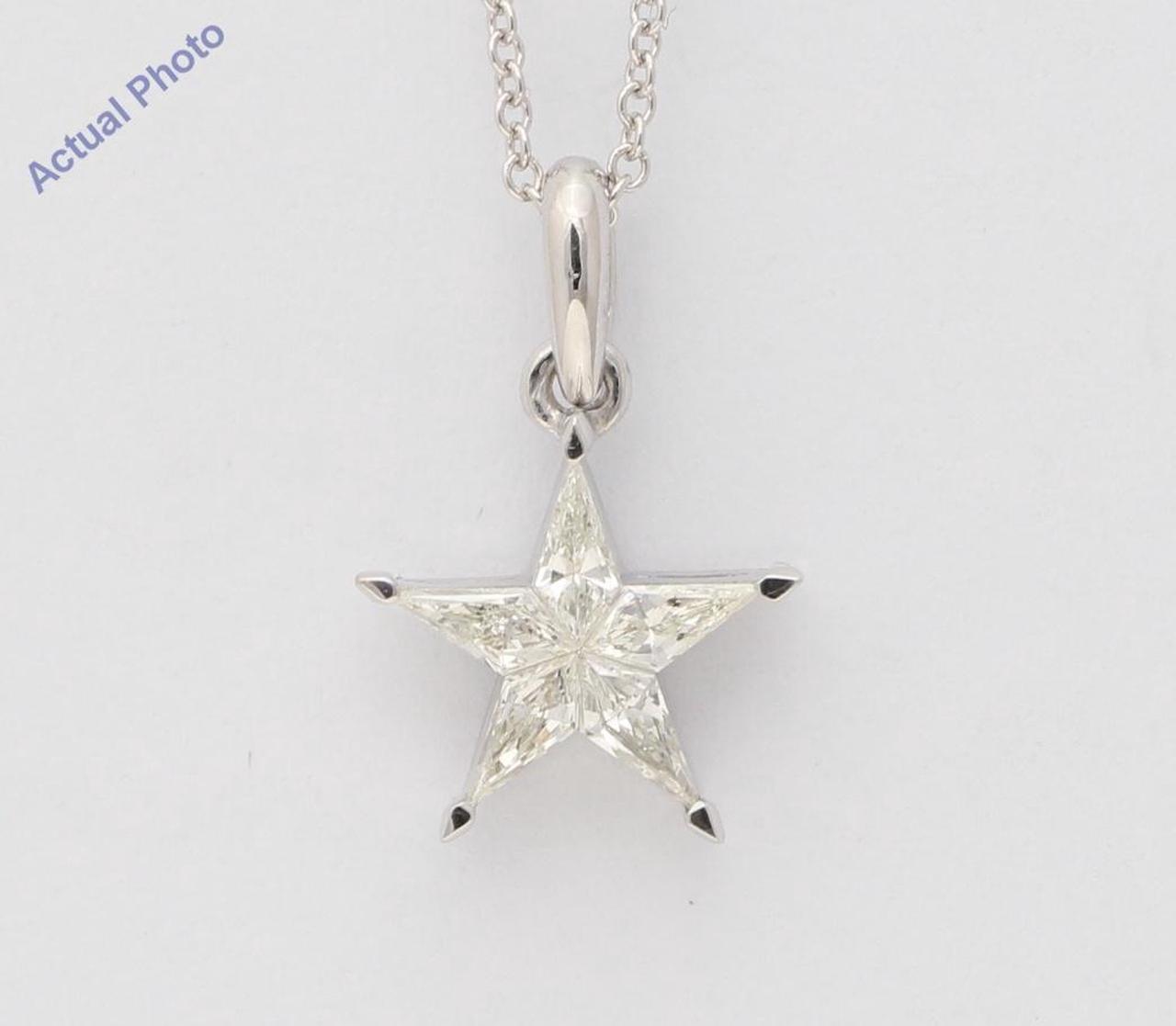 18k White Gold Kite Diamond Setting Multi-Stone Set Pentagram Star Necklace (0.34 Ct H Color VS2-SI1 Clarity)