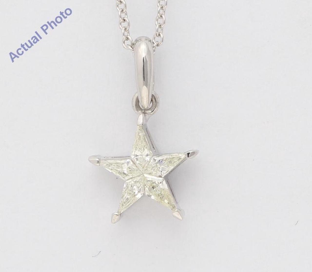 18k White Gold Kite Diamond Setting Multi-Stone Set Pentagram Star Necklace (0.24 Ct,J Color,SI2 Clarity)