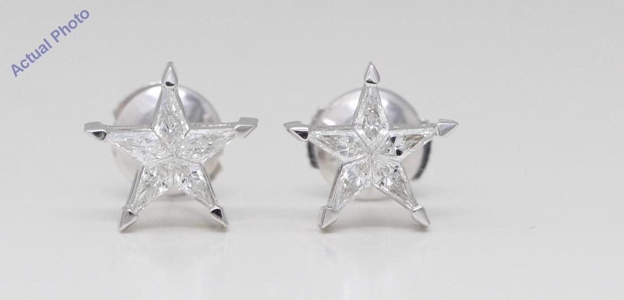 18k White Gold Kite Diamond Setting Multi-Stone Set Pentagram Star Stud Earrings (0.47 Ct I SI2 Clarity)