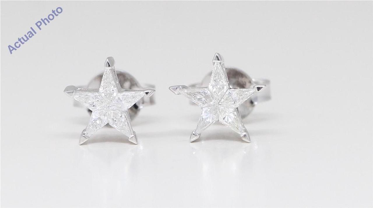 18k White Gold Kite Diamond Setting Multi-Stone Set Pentagram Star Earrings (0.29 Ct,H Color,VS Clarity)