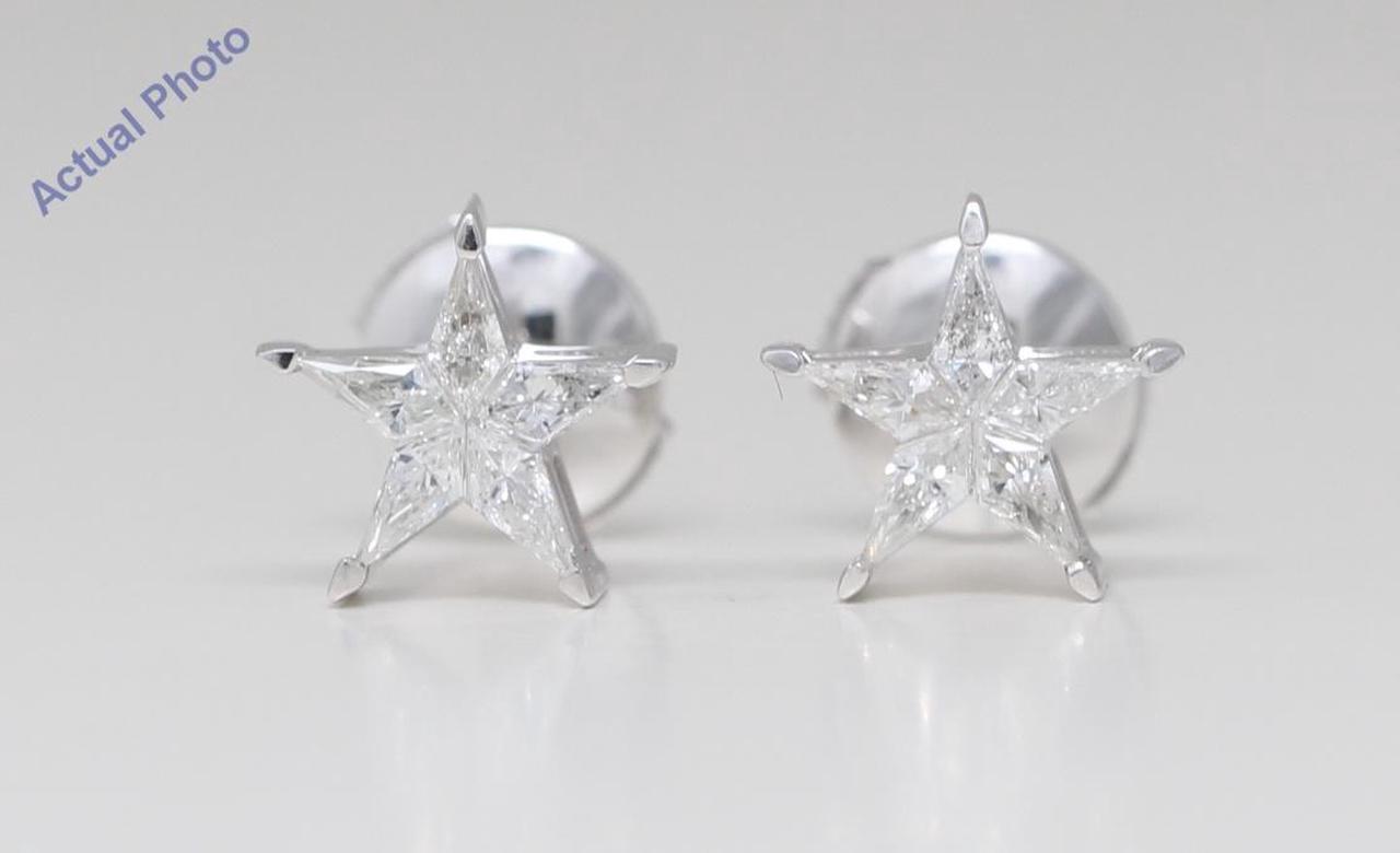 18k White Gold Kite Diamond Setting Multi-Stone Set Pentagram Star Earrings (0.36 Ct,G Color,SI2 Clarity)