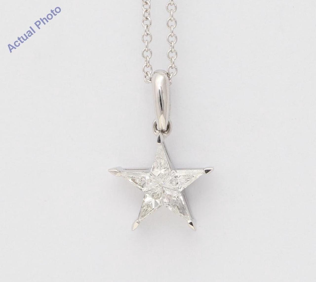 18k White Gold Kite Diamond Setting Multi-Stone Set Pentagram Star Necklace (0.32 Ct,G Color,SI2 Clarity)