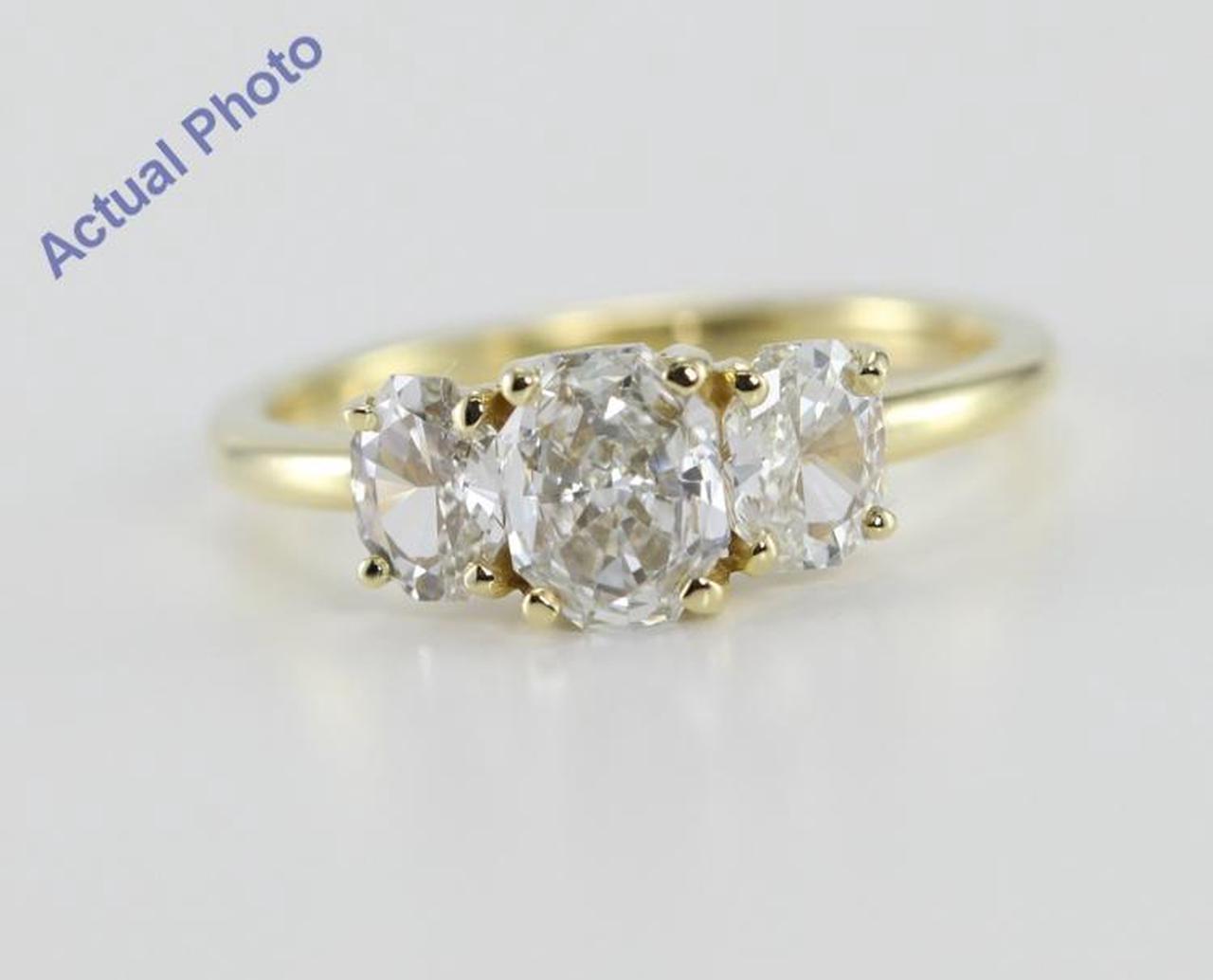 18k Yellow Gold Three Stone Radiant Cut Diamond Engagement Ring (1.17 Ct, H Color, VS Clarity)