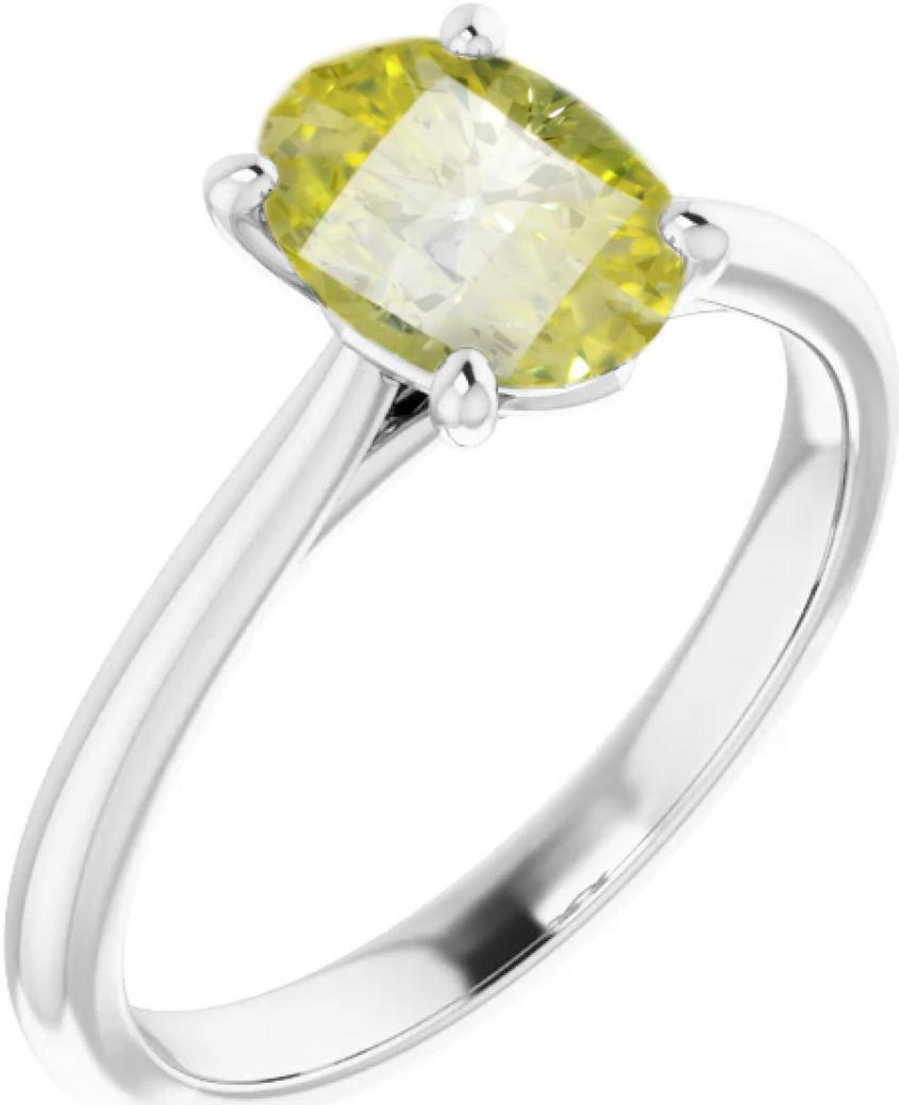 Millennial Sunrise (Branded Shape) Diamond Ring 14k White Gold (0.44 Ct Yellow(Irradiated) SI1 Clarity)