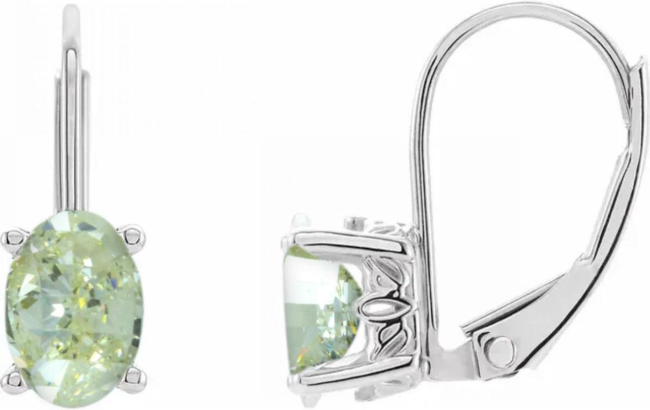 Oval Millennial Sunrise (Branded Shape) Diamond Lever Back Earrings 14k White Gold (1.15 Ct J-K VS Clarity )