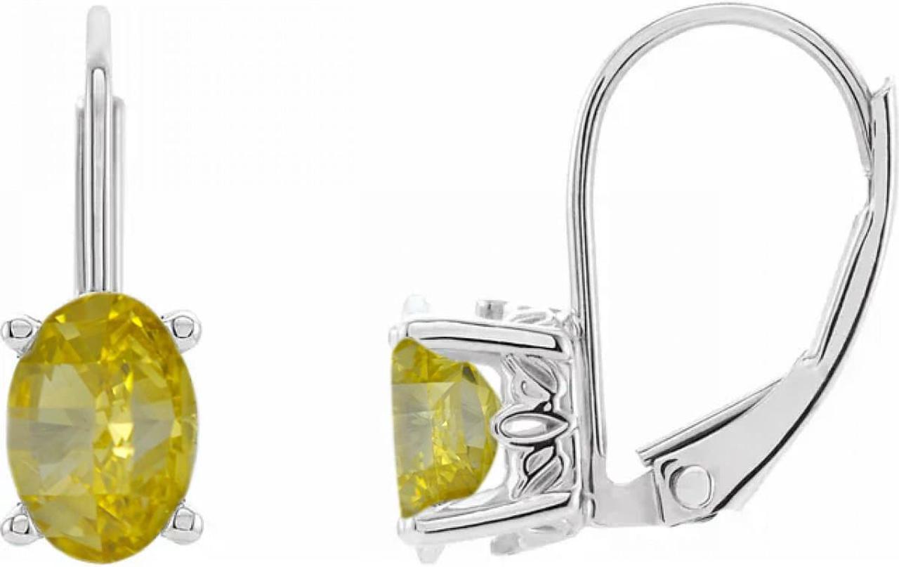 Millennial Sunrise (Branded Shape) Diamond Lever Back Earrings 14k White (0.84 Ct Yellow(Irradiated) VS )