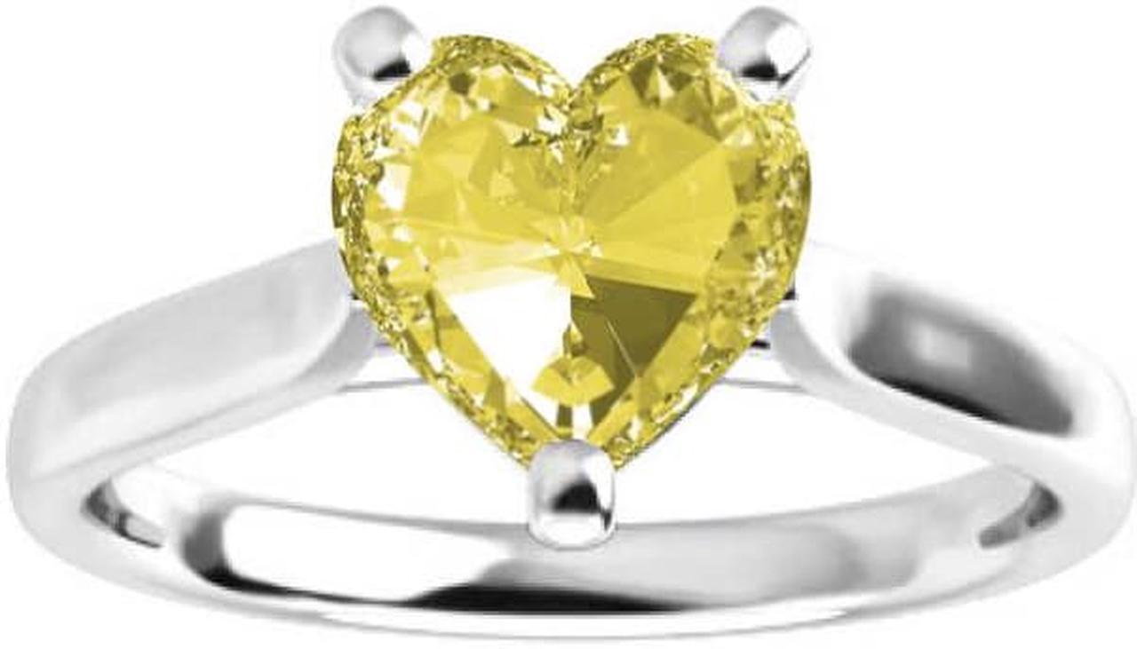 Heart Diamond Ring 14K Yellow Gold (1.08 Ct Fancy Yellow(Irradiated) VS1(Enhanced) Clarity) IGL