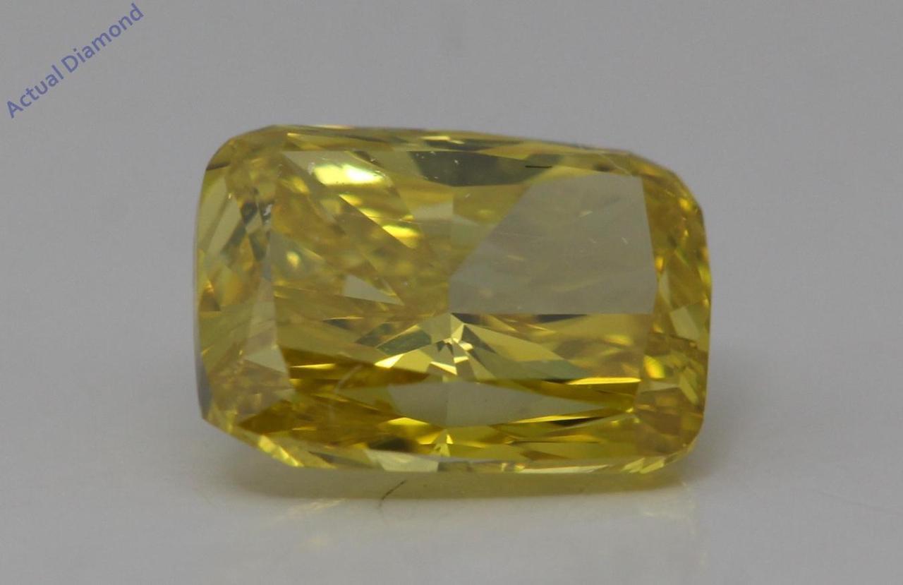 Cushion Natural Mined Loose Diamond (1.9 Ct Fancy Intense Yellow(Irradiated) VS2(Enhanced) Clarity) IGL