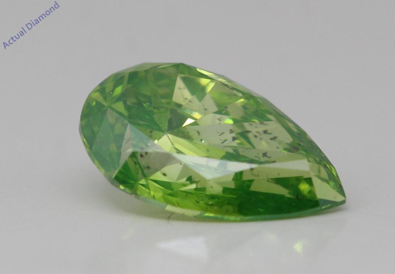 Pear Natural Mined Loose Diamond (2.05 Ct Green(Irradiated) SI1(Enhanced Drilled) Clarity) IGL